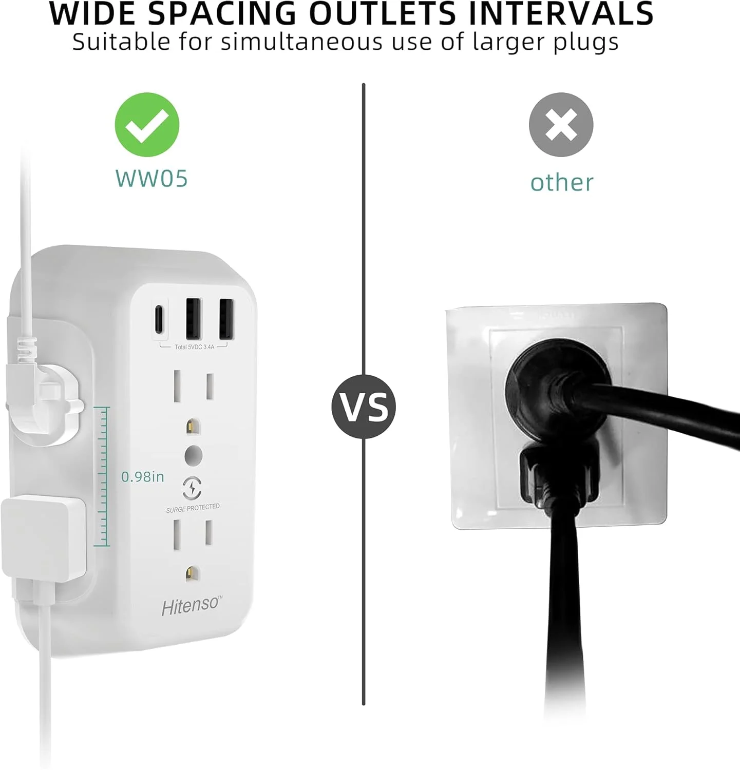 چند راهی برق دیواری با پورت USB و محافظ برق، 6 خروجی متعدد با 3 پورت شارژ USB، آداپتور دیواری 3 طرفه چند راهی برق دیواری با پورت USB و محافظ برق، 6 خروجی متعدد با 3 پورت شارژ USB، آداپتور دیواری 3 طرفه