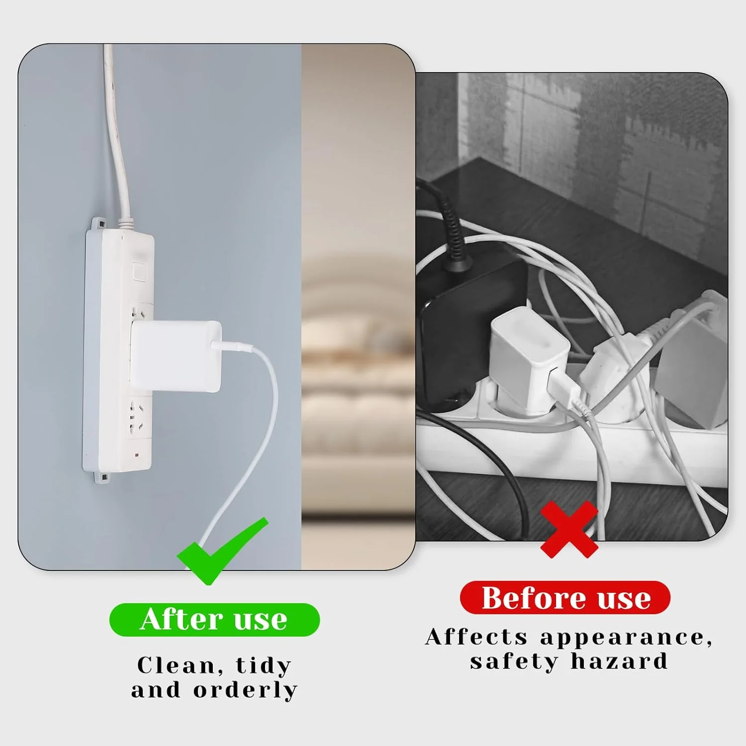 بسته 6 عددی نگهدارنده پریز Giantree، خود چسب، بدون نیاز به سوراخکاری، نگهدارنده چندراهی برق، پایه نصب دیواری برای آشپزخانه، خانه، دفتر، سازماندهی