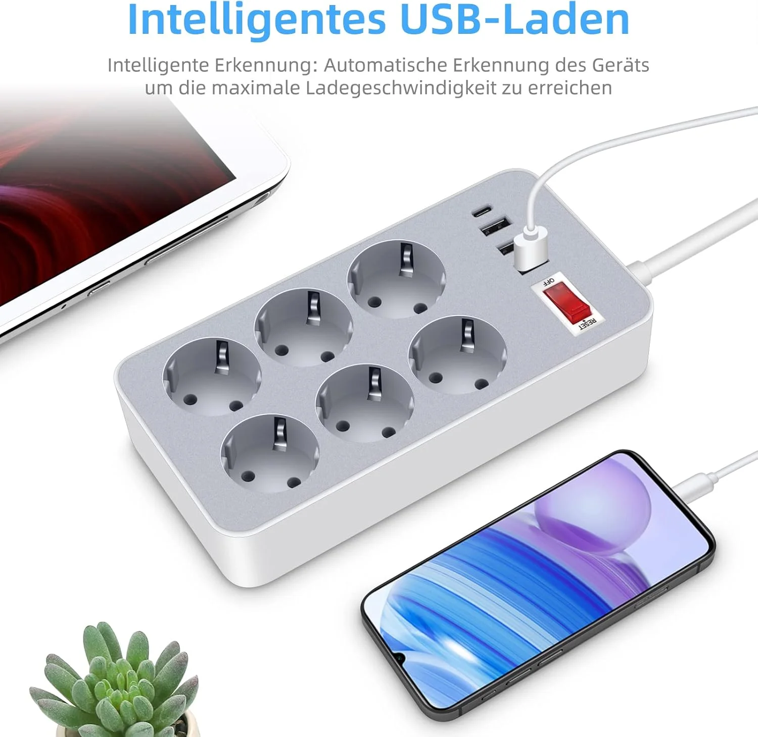 چندراهی برق GFtz با کلید، 6 پریز چندگانه با کلید، کابل افزایش طول چند شاخه، 10 در 1، چندراهی برق چندگانه با USB-C و کلید برای خانه، آشپزخانه، دفتر