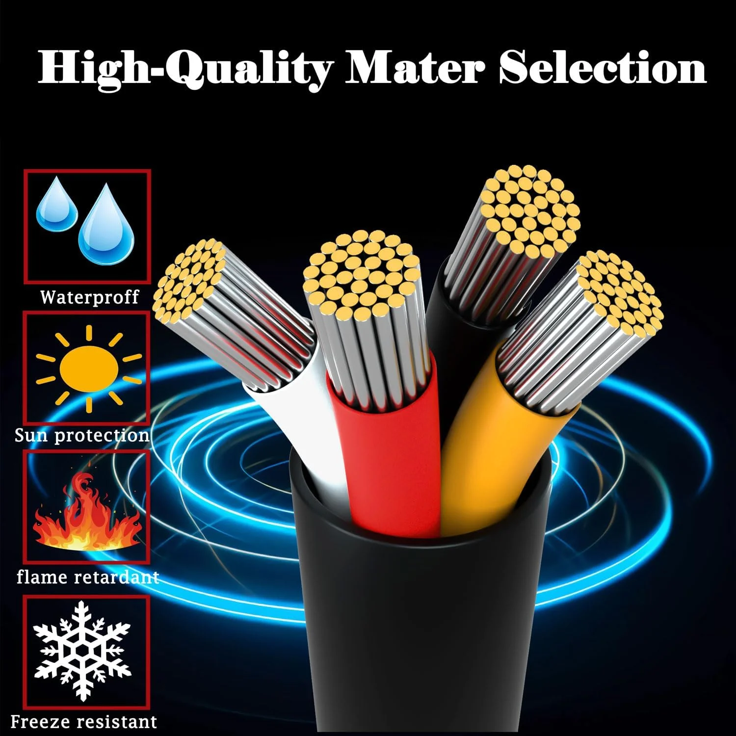 سیم 22 گیج، سیم برق 4 رشته. سیم مسی قلع اندود PVC انعطاف پذیر رشته ای 22 AWG 22/4 برای روشنایی لامپ LED، خودرو، بلندگو، صدا، برق و غیره استفاده می شود. (10 متر - 33 فوت).