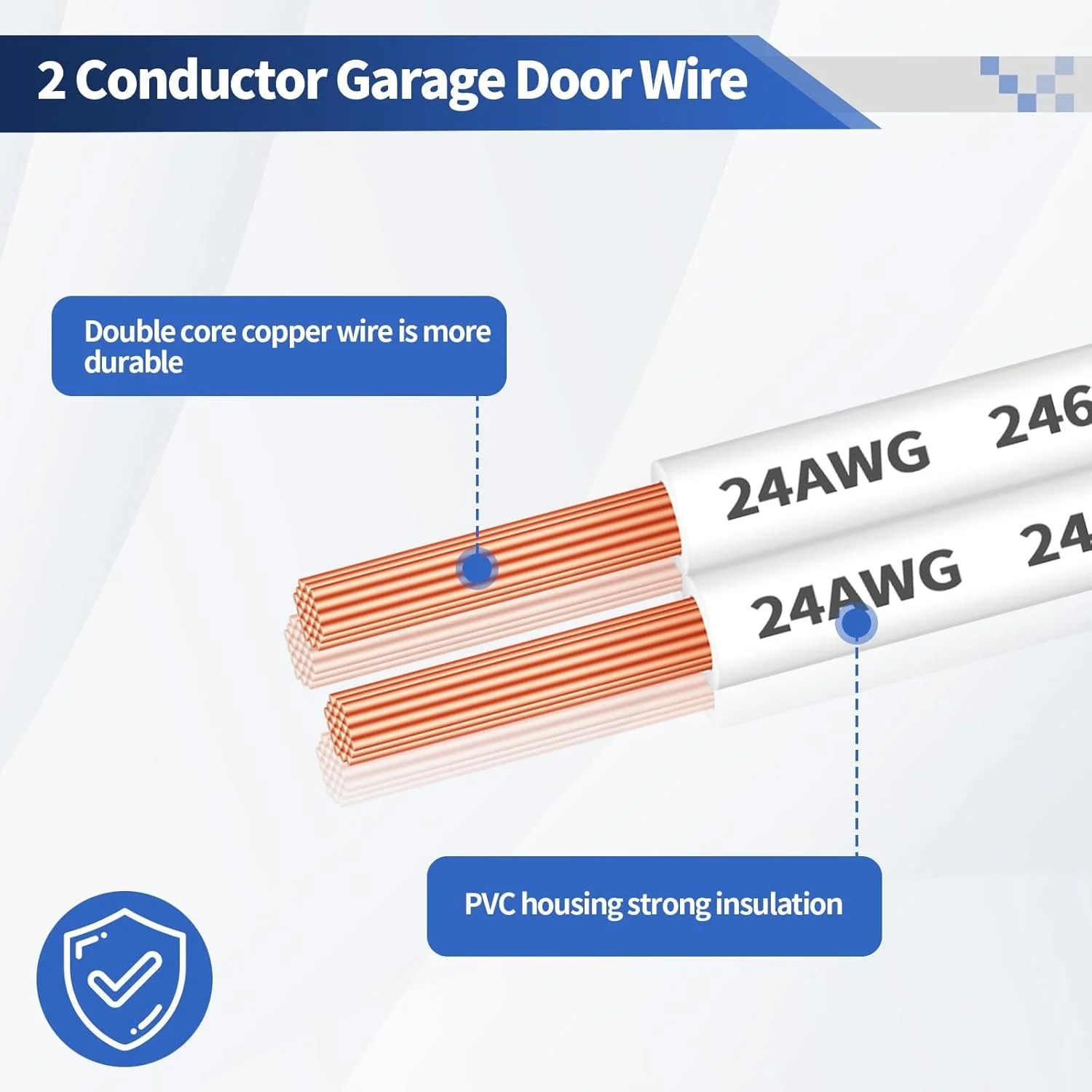 سیم سنسور درب گاراژ 15 متری 24 AWG - کابل 2 سیمه ولتاژ پایین برای بازکننده ها، ترموستات ها و اینترکام ها (سیم جایگزین جهانی، روکش PVC بادوام) سیم سنسور درب گاراژ 15 متری 24 AWG - کابل 2 سیمه ولتاژ پایین برای بازکننده ها، ترموستات ها و اینترکام ها (سیم جایگزین جهانی، روکش PVC بادوام)