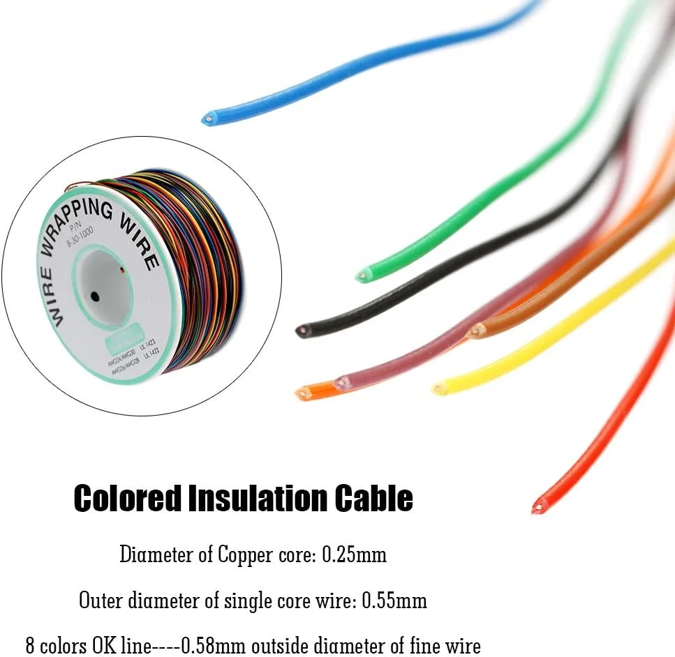 سیم عایق دار رنگی 8 رشته ای 250 متری 30AWG سیم عایق دار رنگی 8 رشته ای 250 متری 30AWG