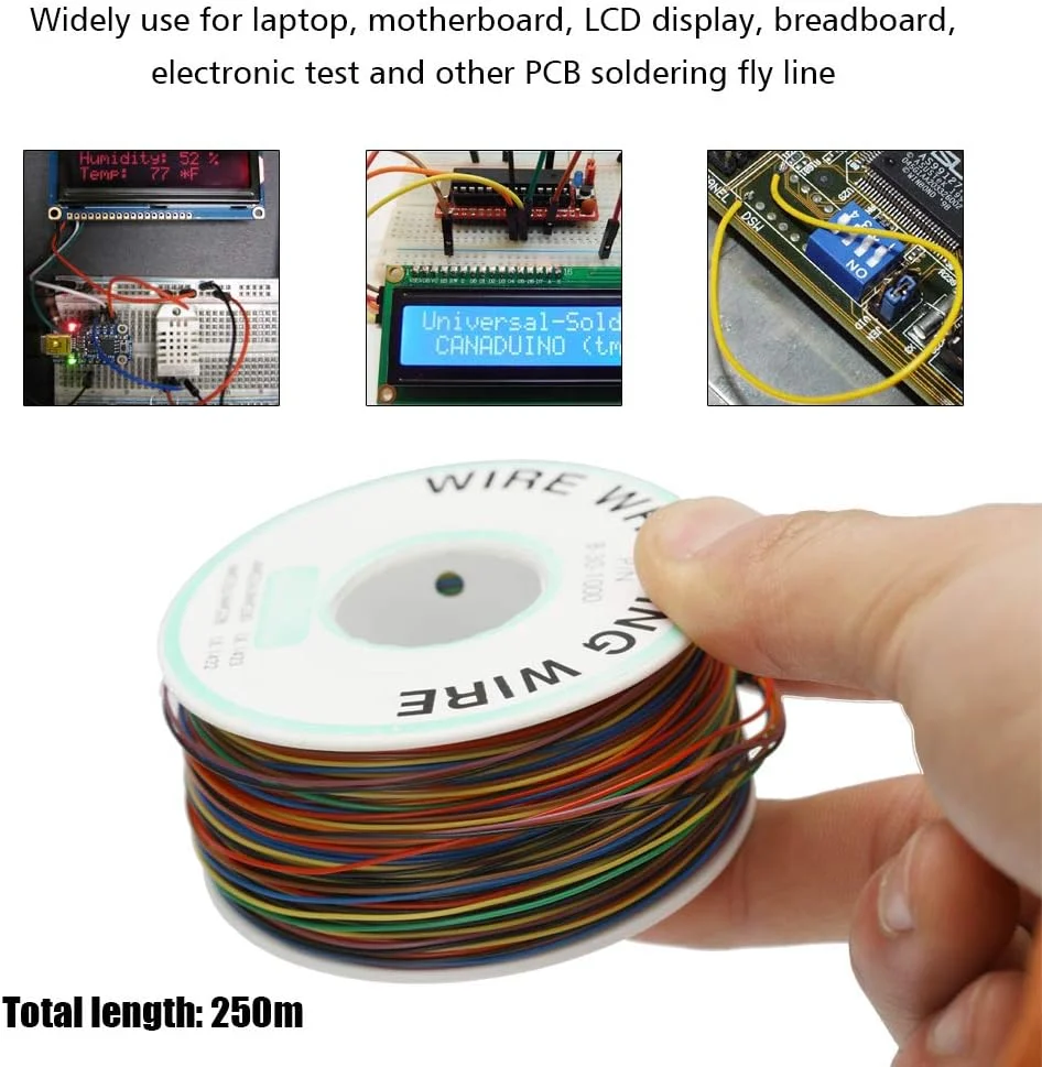 سیم عایق دار رنگی 8 رشته ای 250 متری 30AWG سیم عایق دار رنگی 8 رشته ای 250 متری 30AWG