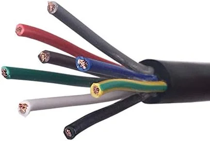 سیم برق نرم روکش دار مشکی RVV با هادی مسی، 5 متری، در اندازه های 24 AWG، 22 AWG، 20 AWG و با 2/3/4/5/6/7/8 هسته