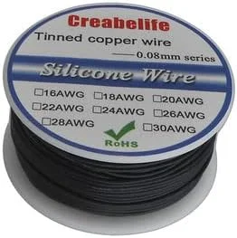 AETOOL - Improv - سیم سیلیکونی انعطاف پذیر 40 متری 26 AWG کابل RC با قطر خارجی 1.5 میلی متر، دارای 10 رنگ مختلف با قرقره، سیم مسی قلع اندود، سیم برق (مشکی 40 متر) AETOOL - Improv - سیم سیلیکونی انعطاف پذیر 40 متری 26 AWG کابل RC با قطر خارجی 1.5 میلی متر، دارای 10 رنگ مختلف با قرقره، سیم مسی قلع اندود، سیم برق (مشکی 40 متر)