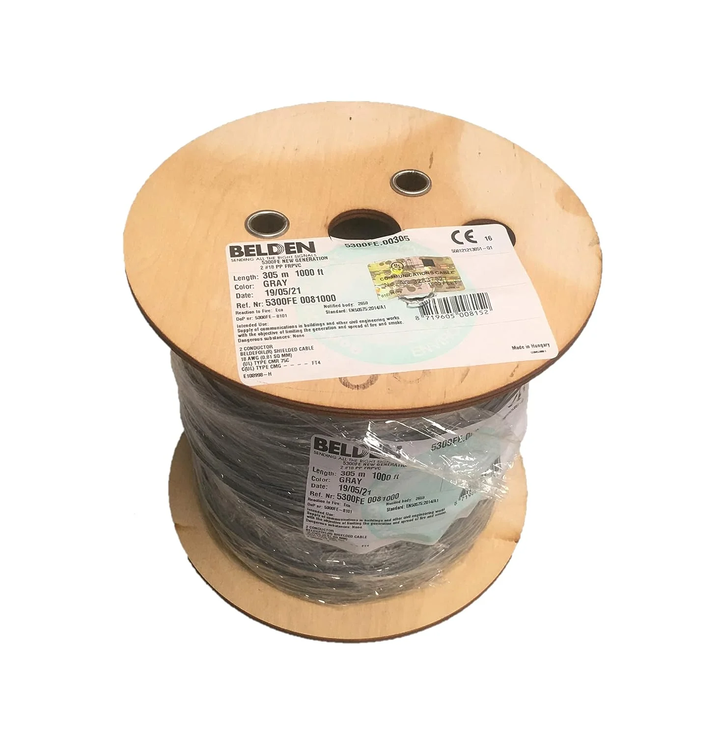 کابل شیلددار BELDEN 5300FE - دو رشته 18 AWG مس لخت افشان، 305 متر