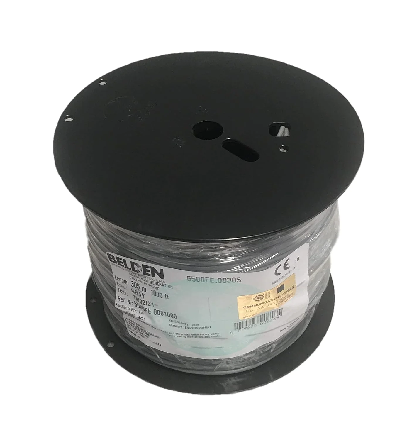 کابل شیلددار BELDEN 5500FE - دو رشته سیم مسی لخت افشان 22 AWG، 305 متر