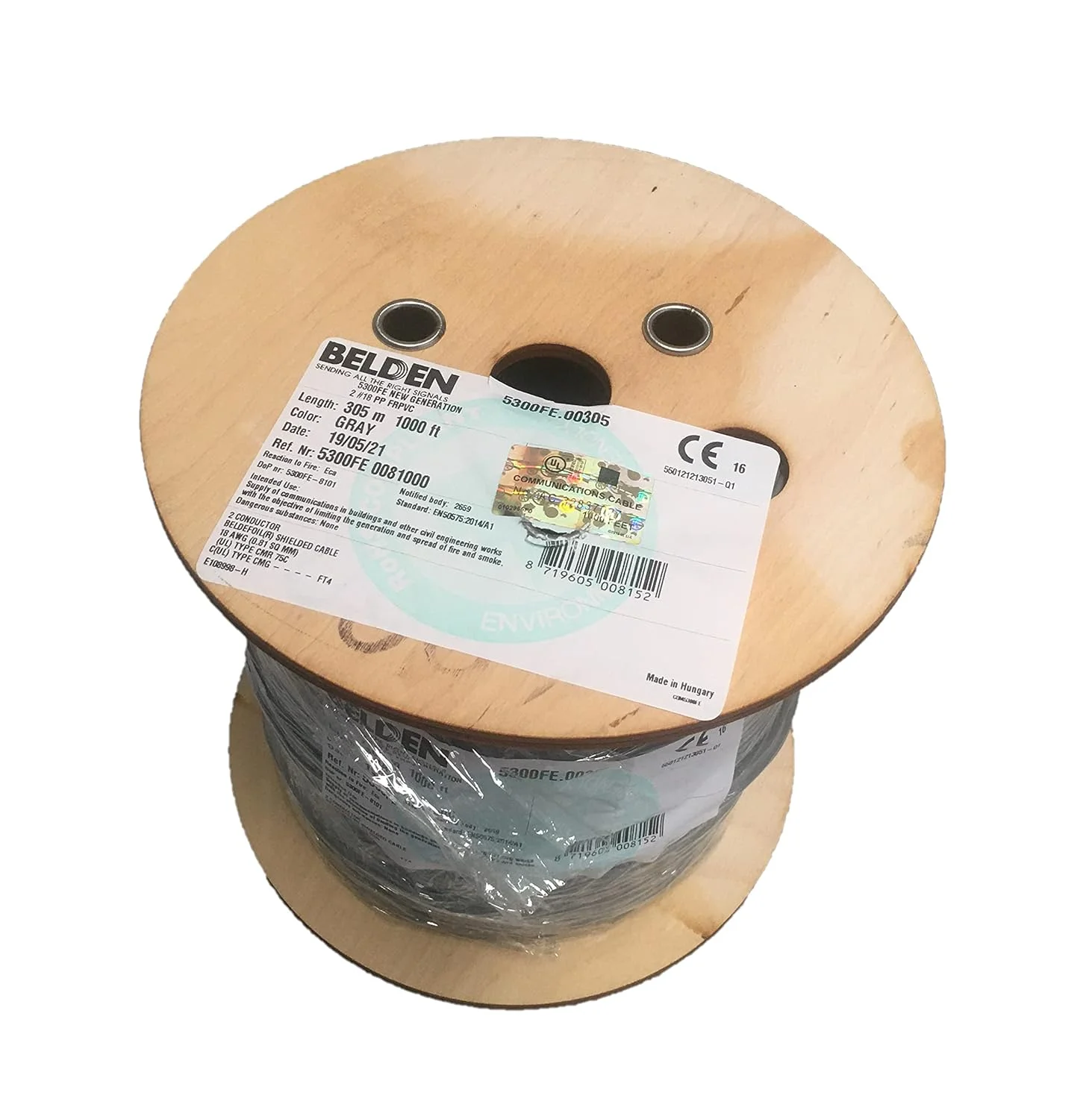 کابل شیلددار BELDEN 5300FE - دو رشته 18 AWG مس لخت افشان، 305 متر