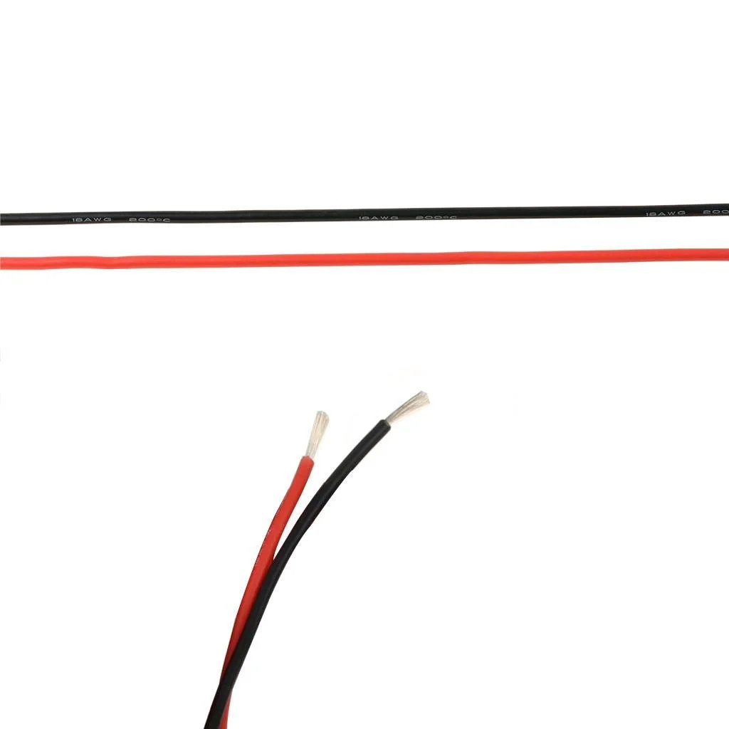 سیم سیلیکونی 18 گیج BINNEKER، قرقره 30 متری، فوق العاده انعطاف پذیر، دمای بالا 200 درجه سانتیگراد، 600 ولت، سیم سیلیکونی 18 AWG، 150 رشته سیم مسی قلع اندود، 15 متر سیم رشته ای مشکی و 15 متر قرمز برای مدل
