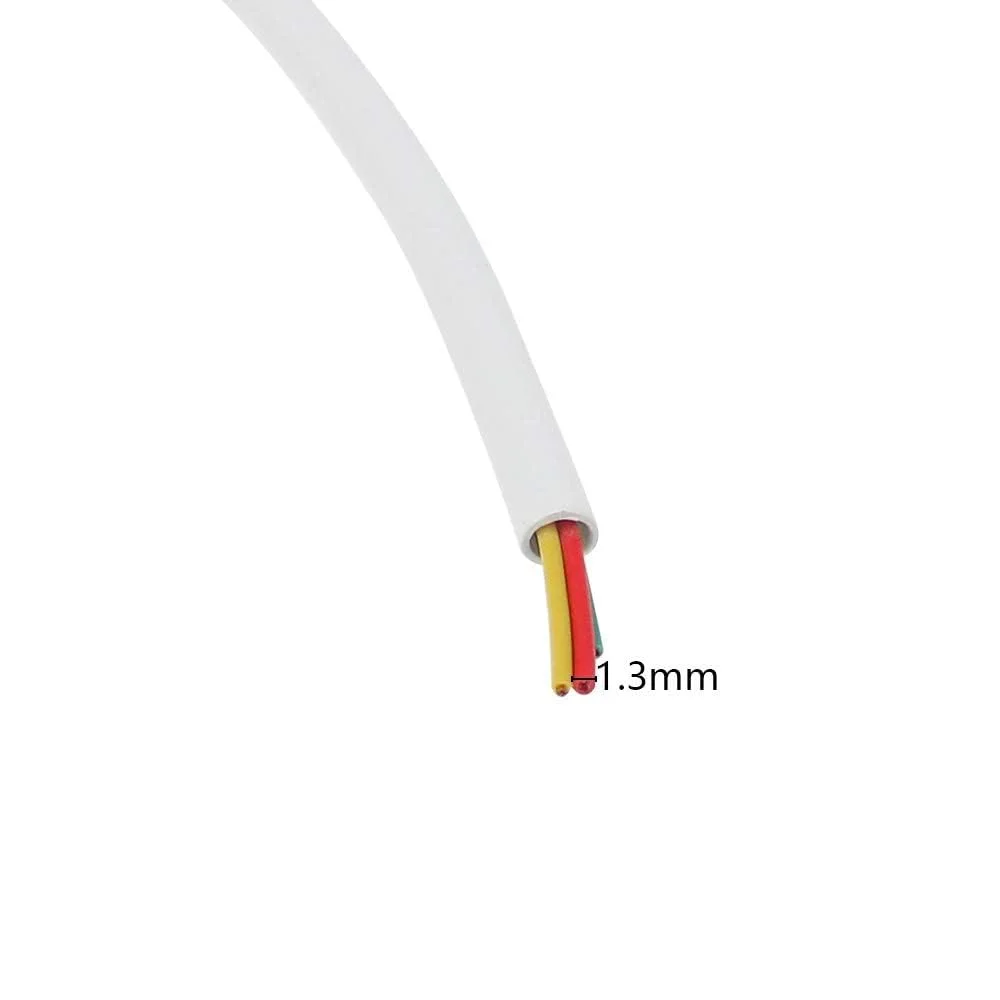 سیم برق 5 متری BlueXP، کابل برق انعطاف پذیر 4 هسته ای PVC با هسته مسی 4 x 0.3mm²، کابل برق گرد عایق شده قابل برش برای نصب لوازم کم مصرف، خطوط کنترل - سفید