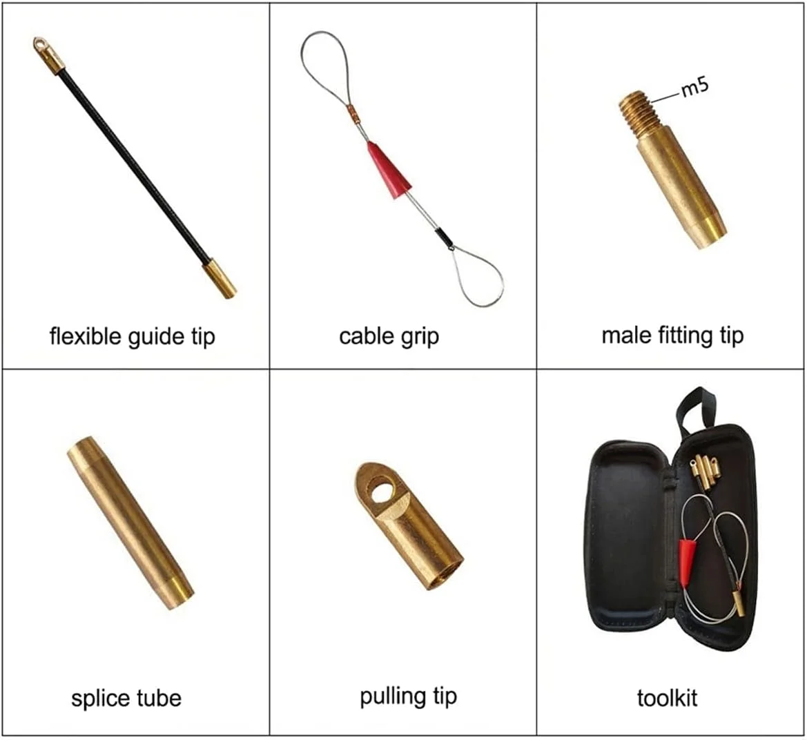 کیت لوازم جانبی نوار ماهی 6 میلی متری، راهنمای مسی، نوک های جایگزین، سیم کشی، هدایتگرهای انعطاف پذیر