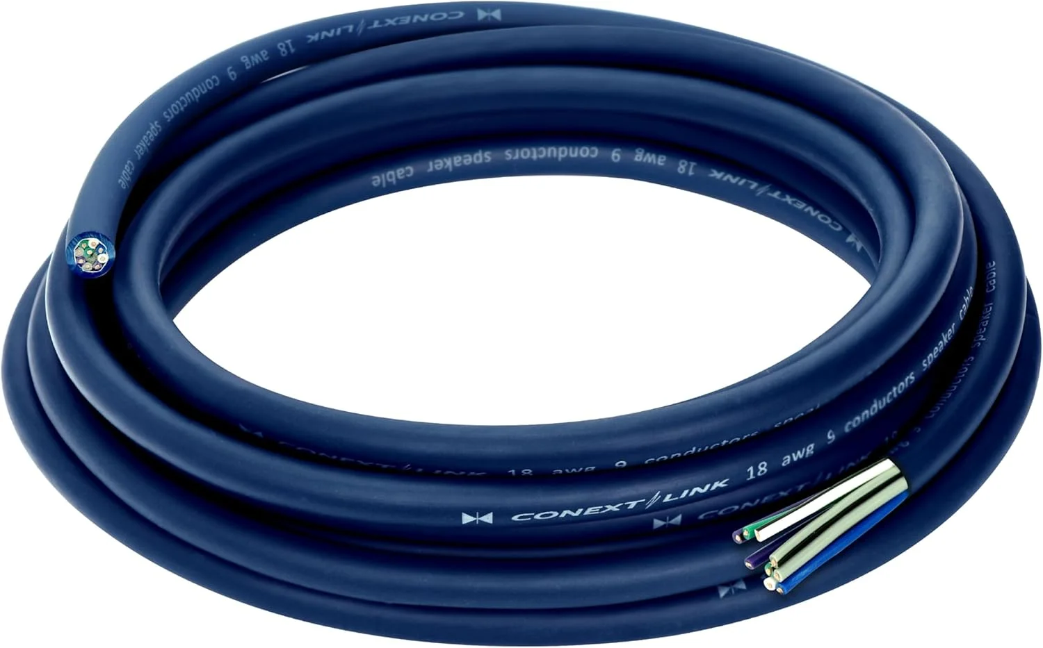 سیم بلندگوی 6 متری 9 رشته ای آبی Conext Link MSC918-20، سیم اولیه، گیج 18 AWG، مس OFC بافته شده