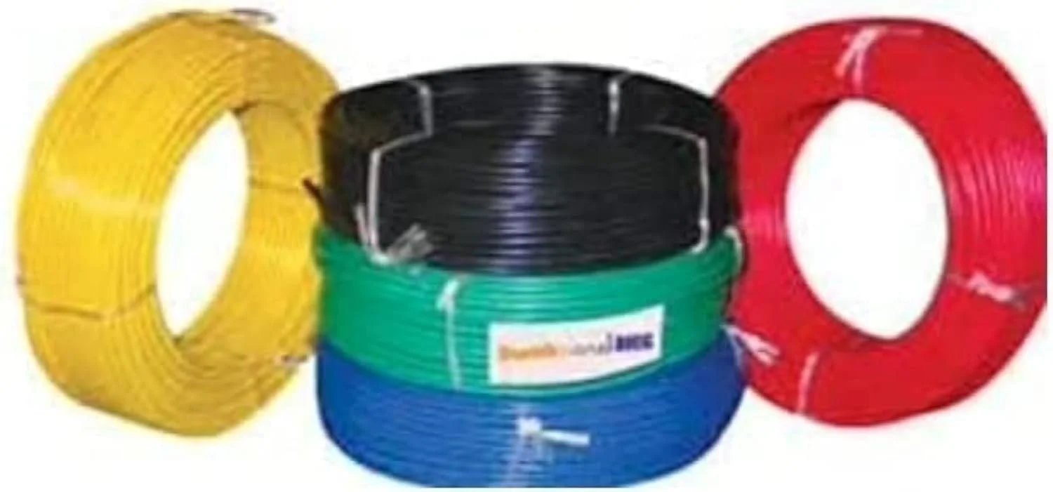 سیم مفتولی مسی 6 میلی‌متری یک رشته‌ای دوکاب با روکش PVC - 100 متر (زرد-سبز)