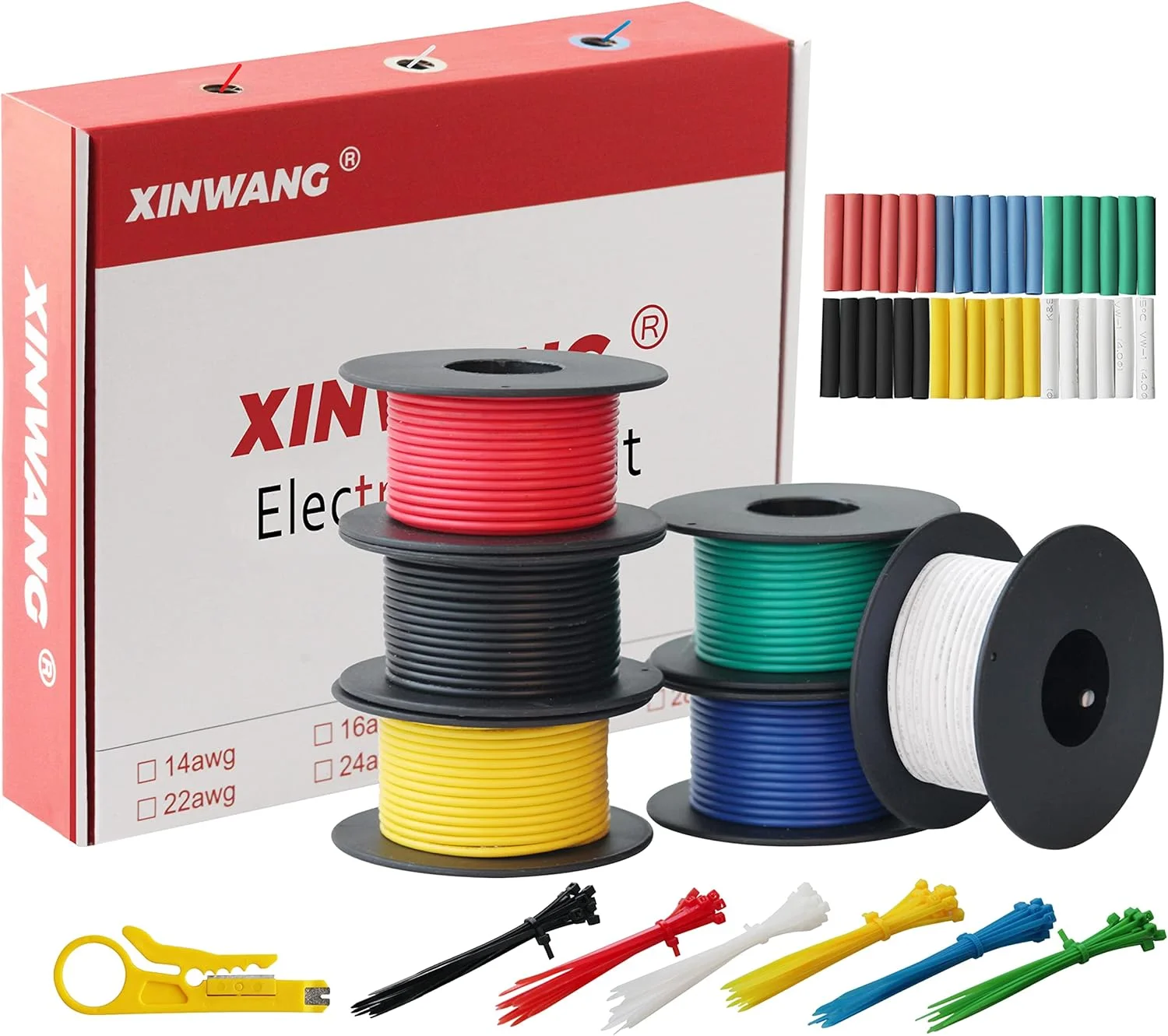 سیم برق PVC، گیج 18 AWG 0.8 میلی‌متر مربع، 6 رنگ (هر رنگ 6 متر) سیم مسی قلع اندود برای DIY، مدل RC، لامپ‌ها، لوازم خانگی، متر و غیره