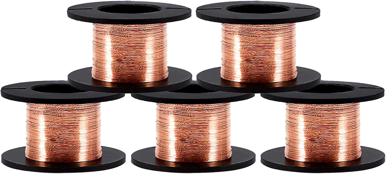 5 عدد سیم مسی لعاب دار 0.1 میلی متری سیم پیچ تعمیر لعاب دار برای نگهداری تلفن های همراه و کامپیوتر، طول 15 متر