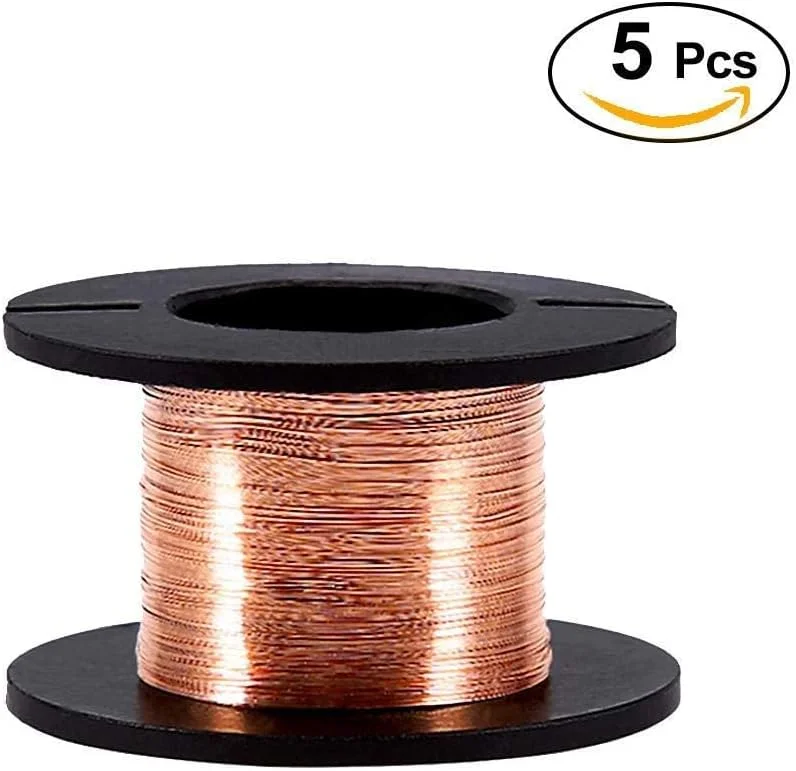 5 عدد سیم مسی لعاب دار 0.1 میلی متری سیم پیچ تعمیر لعاب دار برای نگهداری تلفن های همراه و کامپیوتر، طول 15 متر