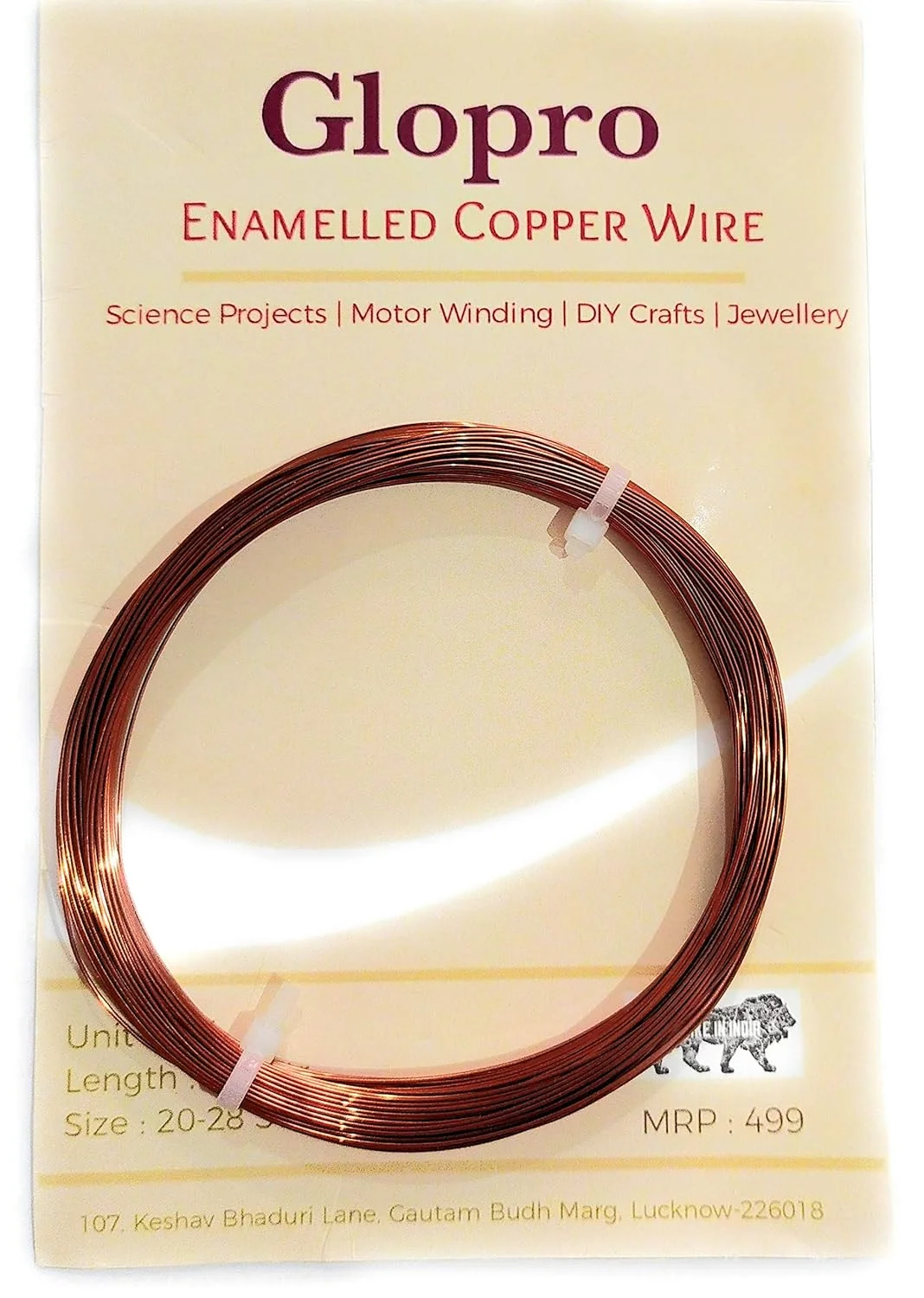 سیم مسی روکش دار 20 متری گلوپرو، گیج 28 / 0.38 میلی متر، مناسب برای پروژه های علمی، الکترونیک، سیم پیچی و صنایع دستی