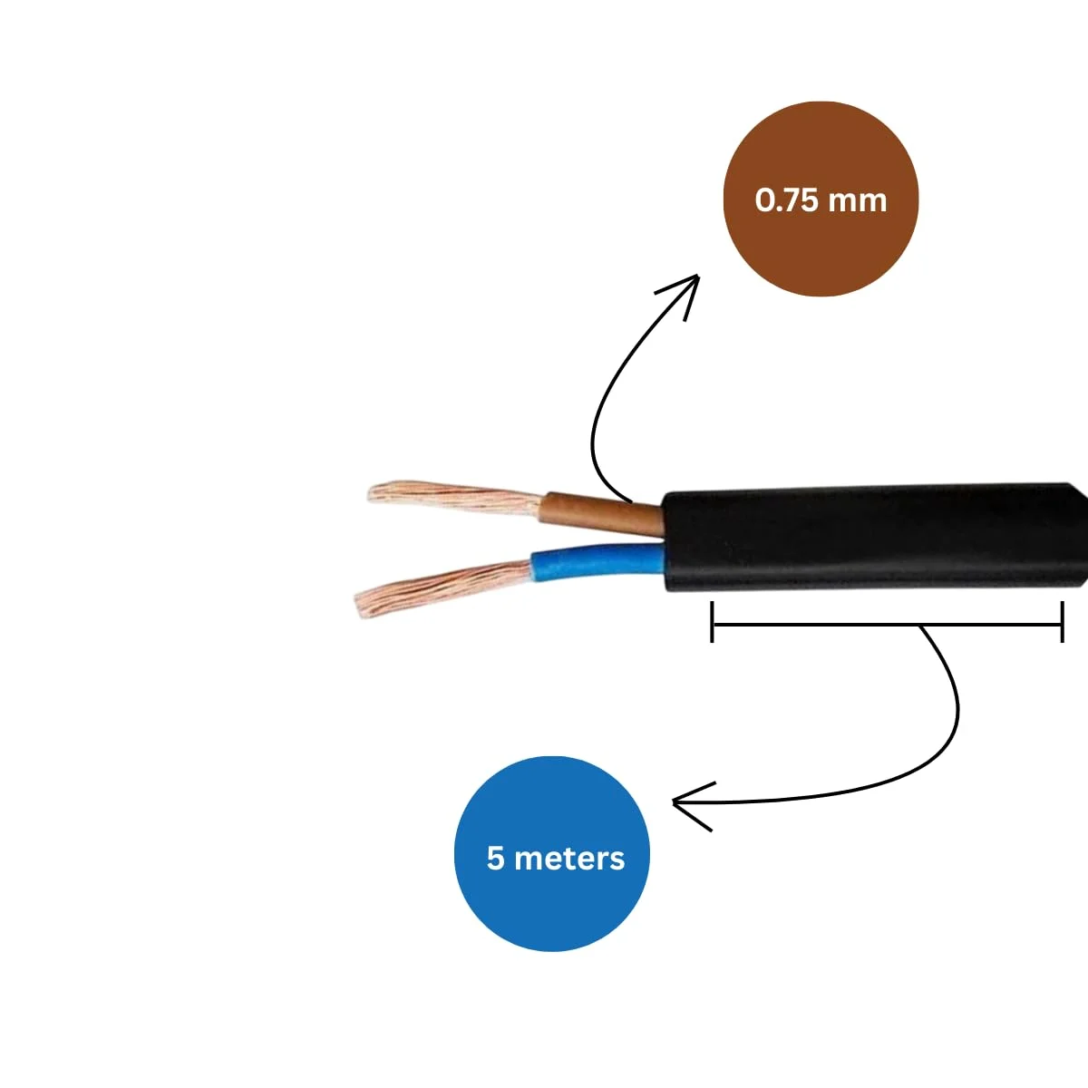 سیم افشان PVC دو رشته تخت با هادی مسی 0.75mm | سیم عایق لاستیکی برق برای مصارف خانگی و صنعتی | رسانایی بالا، بادوام (مشکی، 5 متر) سیم افشان PVC دو رشته تخت با هادی مسی 0.75mm | سیم عایق لاستیکی برق برای مصارف خانگی و صنعتی | رسانایی بالا، بادوام (مشکی، 5 متر)