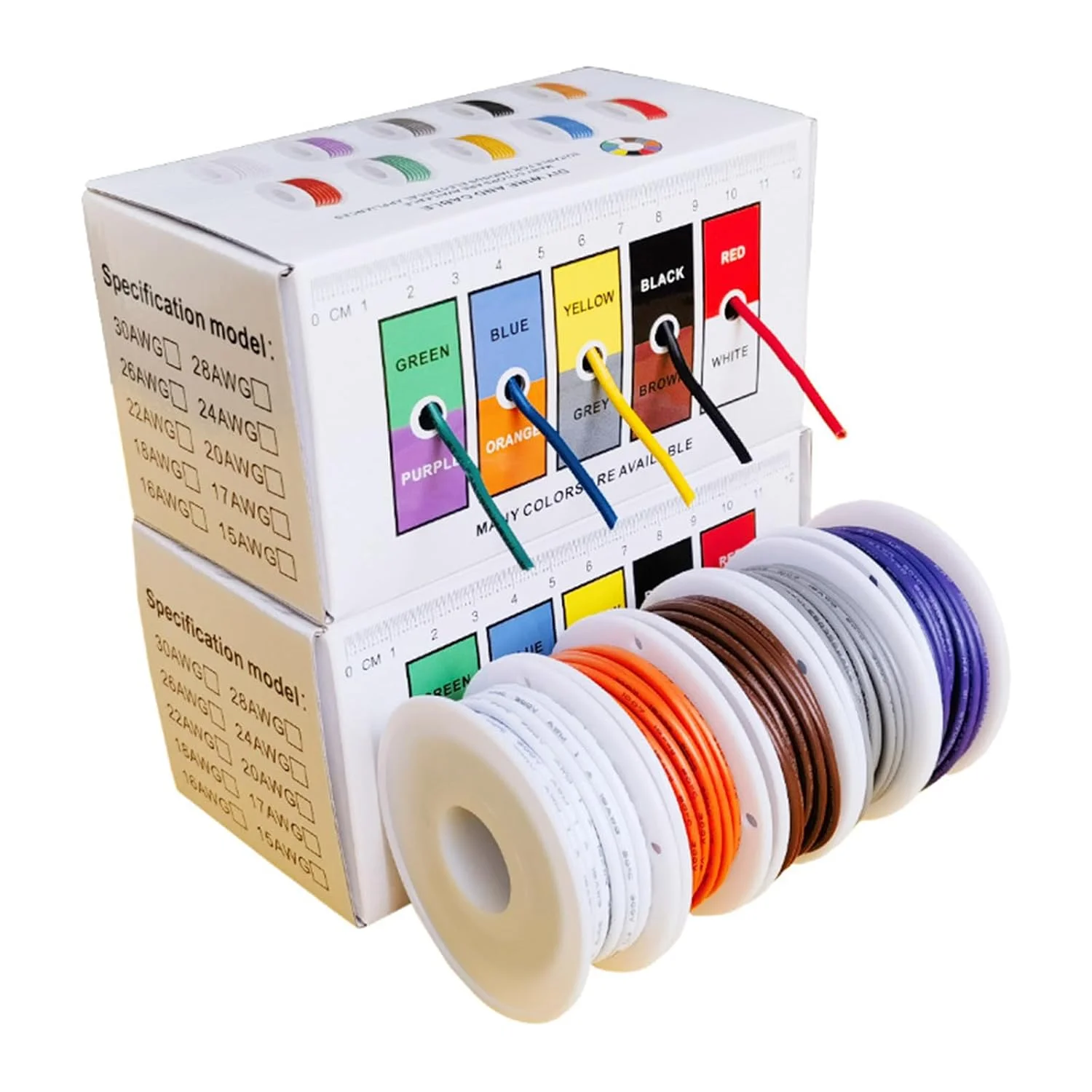 سیم سیلیکونی انعطاف پذیر 28AWG، سیم های مسی قلع اندود شده با عایق لاستیک سیلیکونی (5 رنگ مختلف، 20 متر در هر رنگ) (OD: 1.4 میلی متر)، سیم رشته ای، سیم الکترونیکی PVC، سیم مسی قلع اندود شده، سیم پرنده