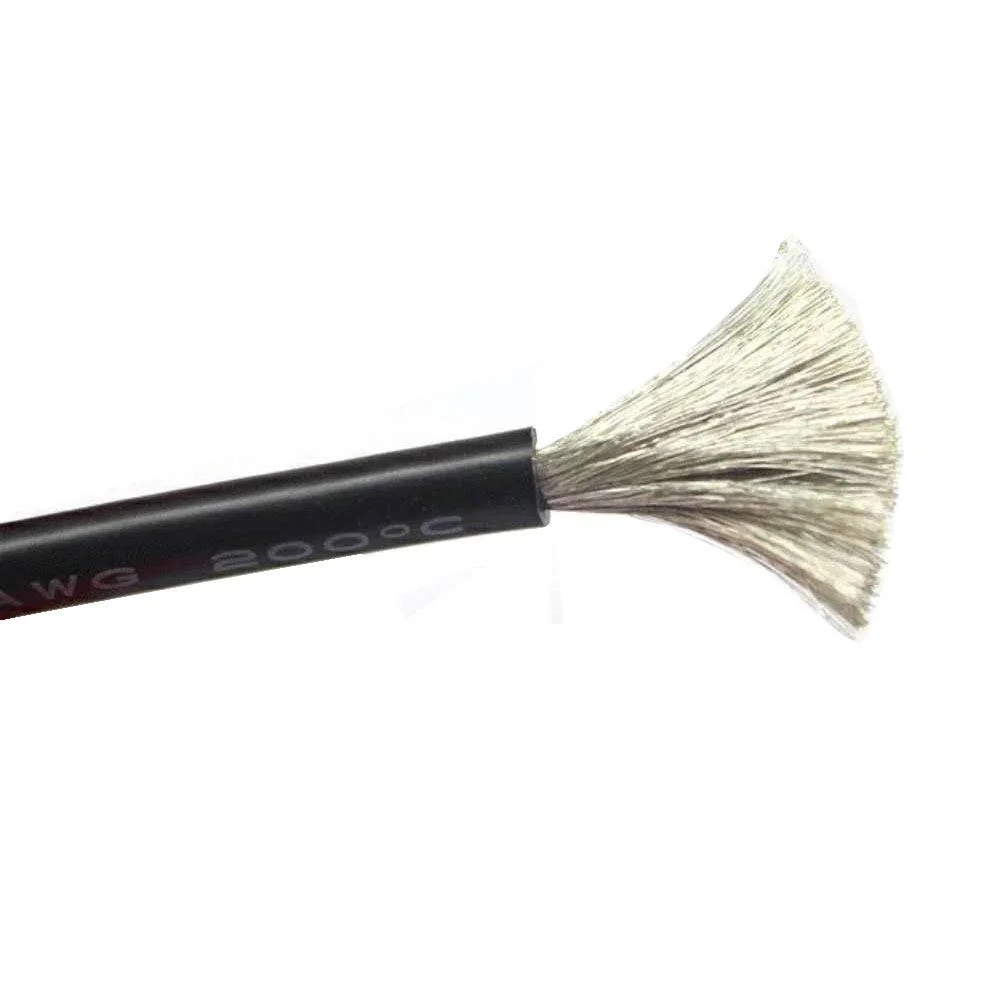 سیم برق 10 گیج FLY RC - سیم سیلیکونی 10 AWG 2 متری [1 متر مشکی و 1 متر قرمز] سیم مسی قلع اندود انعطاف پذیر برای DIY هواپیماهای مدل RC، بست باتری خودرو