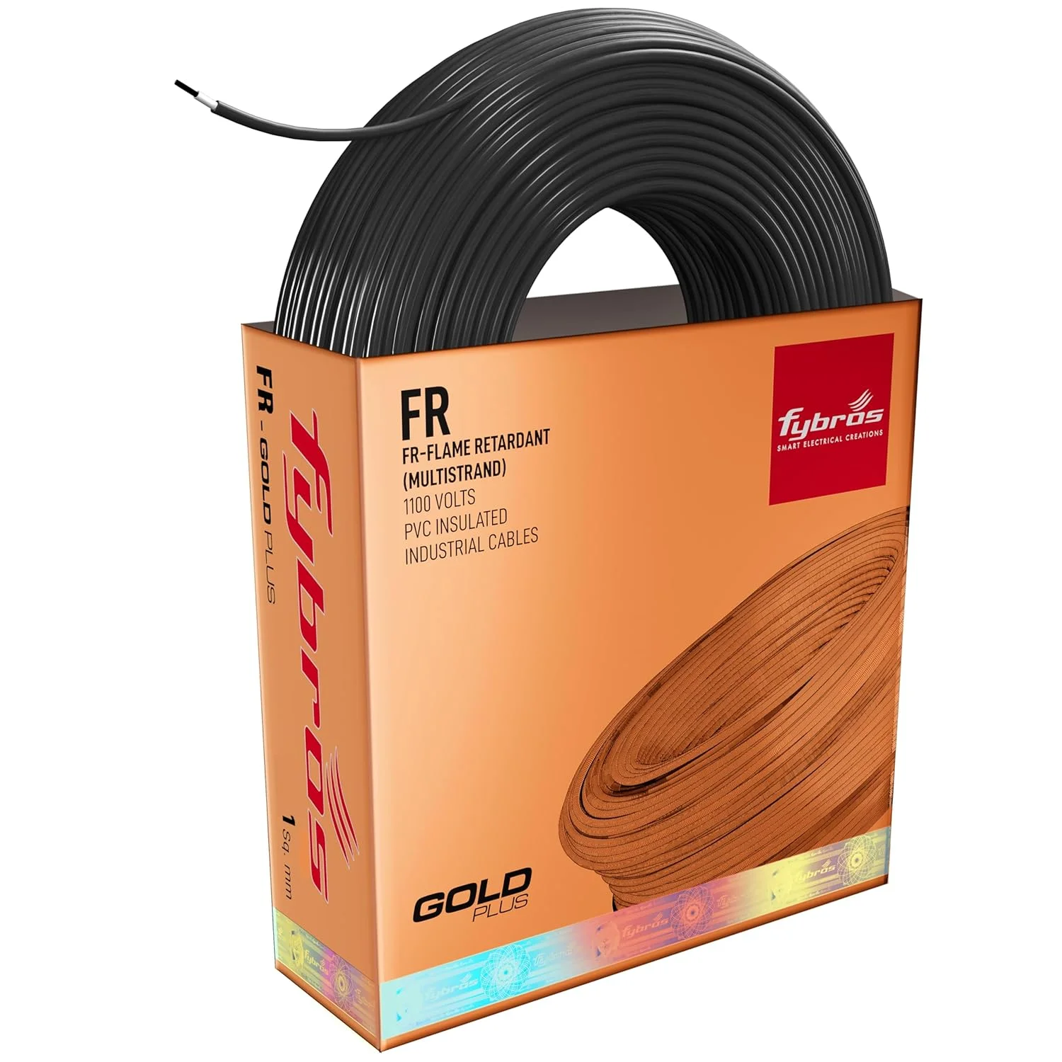 سیم مسی چند رشته ای مشکی فایبروز 1 میلی متر مربع، 45 متر، سیم برق صنعتی