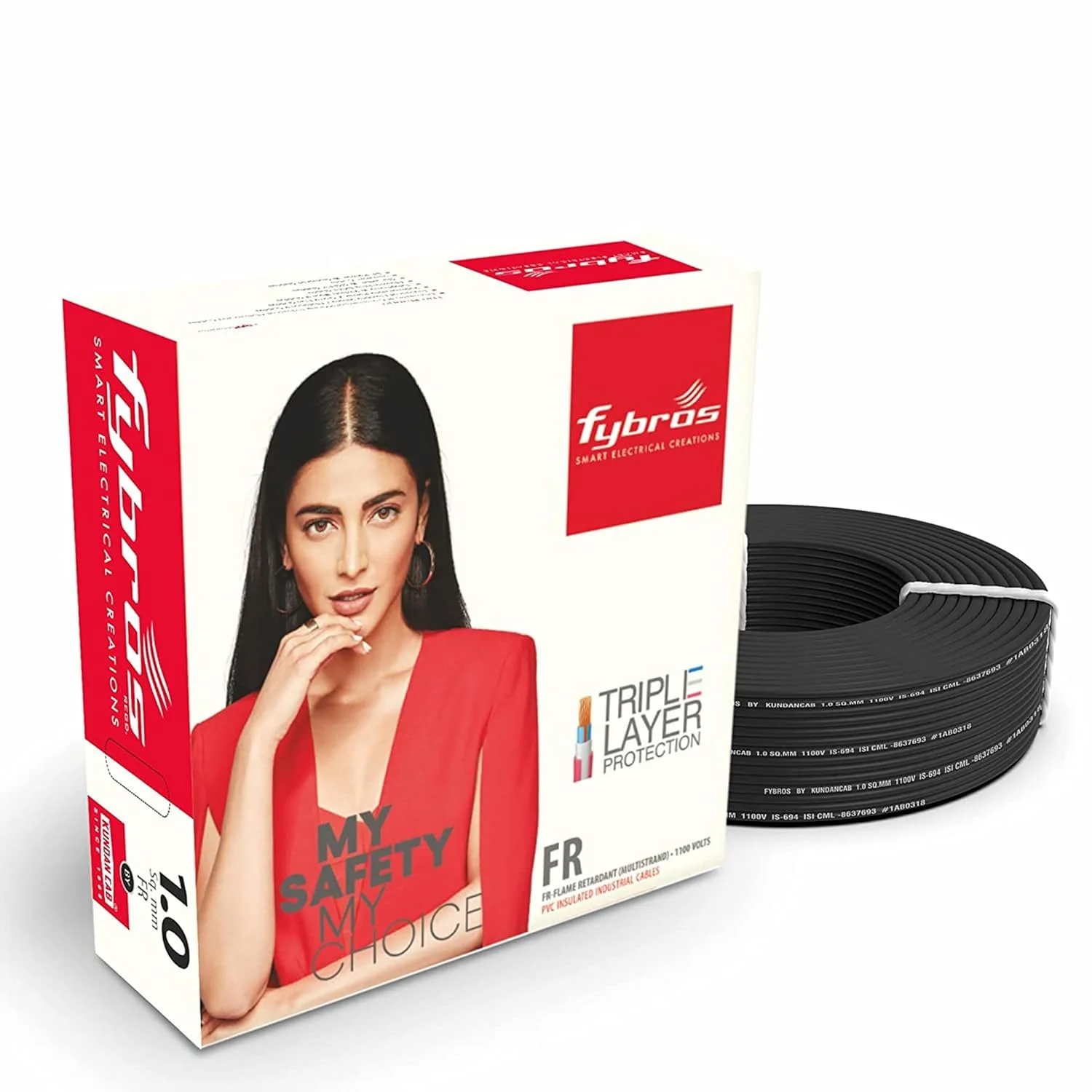 سیم مسی چند رشته ای مشکی فایبروز 1 میلی متر مربع، 45 متر، سیم برق صنعتی