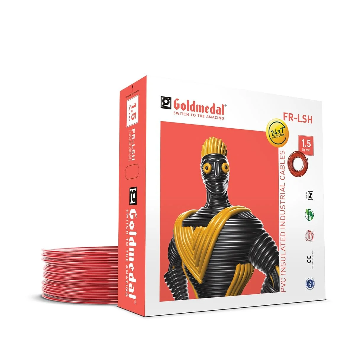 سیم برق گلدمدال 90 متری 1100 ولت 1.5 میلی متر مربع FR-LSH (قرمز) - بسته 1 عددی | سیم برای استفاده در اتصالات خانگی و صنعتی | چند رشته، سیم مسی عایق الکتریکی PVC سیم برق گلدمدال 90 متری 1100 ولت 1.5 میلی متر مربع FR-LSH (قرمز) - بسته 1 عددی | سیم برای استفاده در اتصالات خانگی و صنعتی | چند رشته، سیم مسی عایق الکتریکی PVC