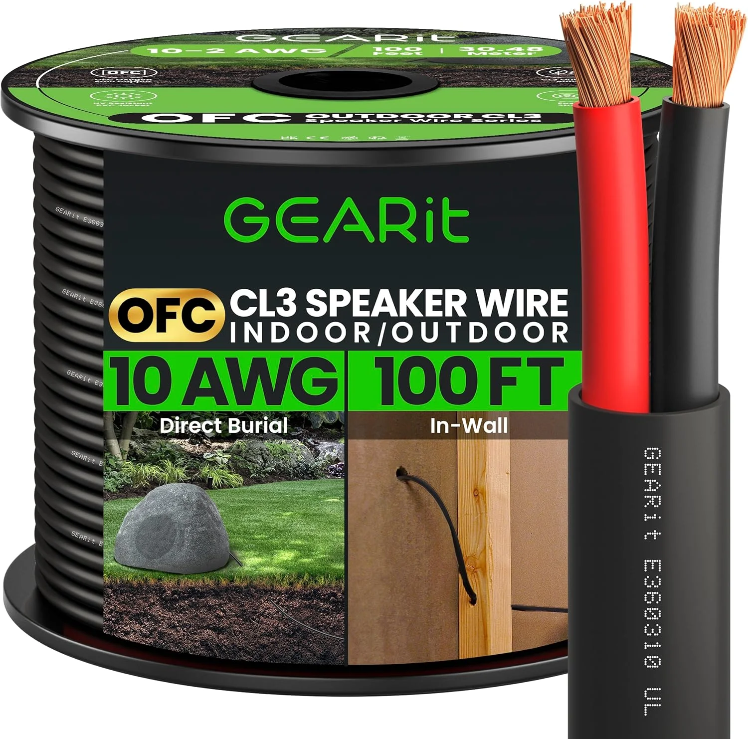 سیم بلندگو GearIT 10/2 (30 متر) گیج 10AWG - مناسب فضای باز، دفن مستقیم در زمین/داخل دیوار / دارای رتبه CL3 CL2 / 2 رسانا - مس بدون اکسیژن OFC، مشکی 30 متر سیم بلندگو GearIT 10/2 (30 متر) گیج 10AWG - مناسب فضای باز، دفن مستقیم در زمین/داخل دیوار / دارای رتبه CL3 CL2 / 2 رسانا - مس بدون اکسیژن OFC، مشکی 30 متر