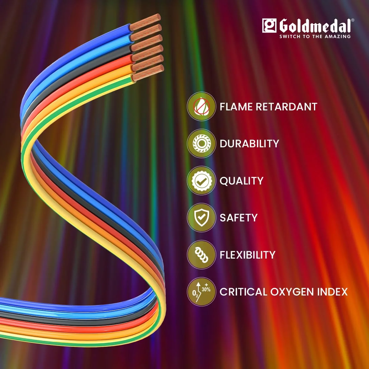 سیم برق گلدمدال 90 متری 1100 ولت 1.5 میلی متر مربع FR-LSH (قرمز) - بسته 1 عددی | سیم برای استفاده در اتصالات خانگی و صنعتی | چند رشته، سیم مسی عایق الکتریکی PVC