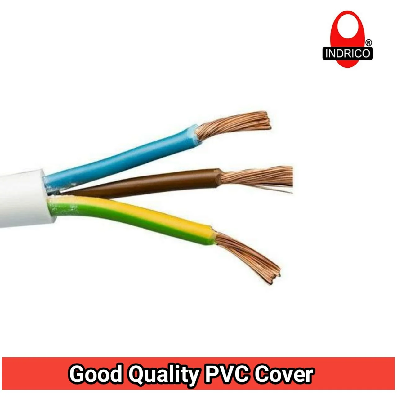 سیم و کابل مسی گرد 3 هسته ای INDRICO (1.5 میلی متر مربع) برای اتصالات الکتریکی خانگی و صنعتی (رنگ ممکن است متفاوت باشد) (10 متر)