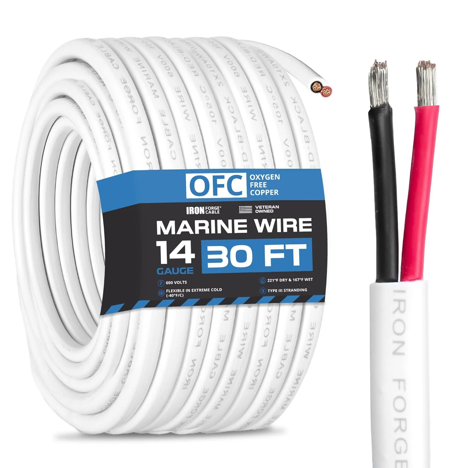 سیم دریایی گیج 14 Iron Forge Cable - 9 متر، کابل 14 AWG برای سیم کشی قایق، سیم برق درجه دریایی دوبلکس مسی قلع اندود 14/2 برای قایق، اسکله، RV، خورشیدی و خودرو سیم دریایی گیج 14 Iron Forge Cable - 9 متر، کابل 14 AWG برای سیم کشی قایق، سیم برق درجه دریایی دوبلکس مسی قلع اندود 14/2 برای قایق، اسکله، RV، خورشیدی و خودرو