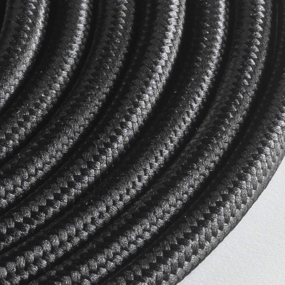 کابل پارچه ای گرد سبک Klartext برای روشنایی، 3 × 0.75 میلی متر، مشکی، 3 متر. حداکثر ایمنی ضد شوک!