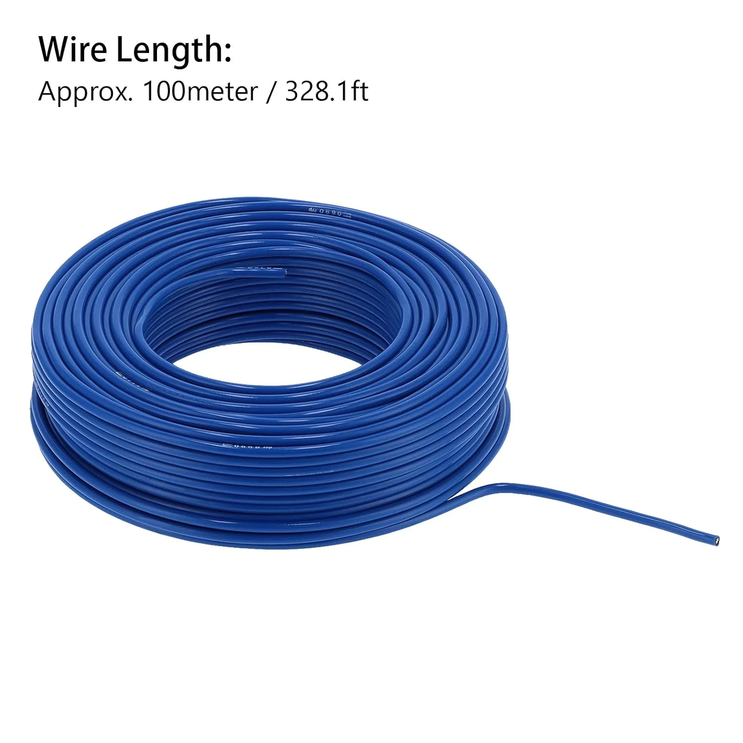 سیم برق Marhynchus، کابل برق، سیم گرد عایق PVC 7-سیم مسی، 100 متر، BLVV‑ AC300V، آبی، جامد