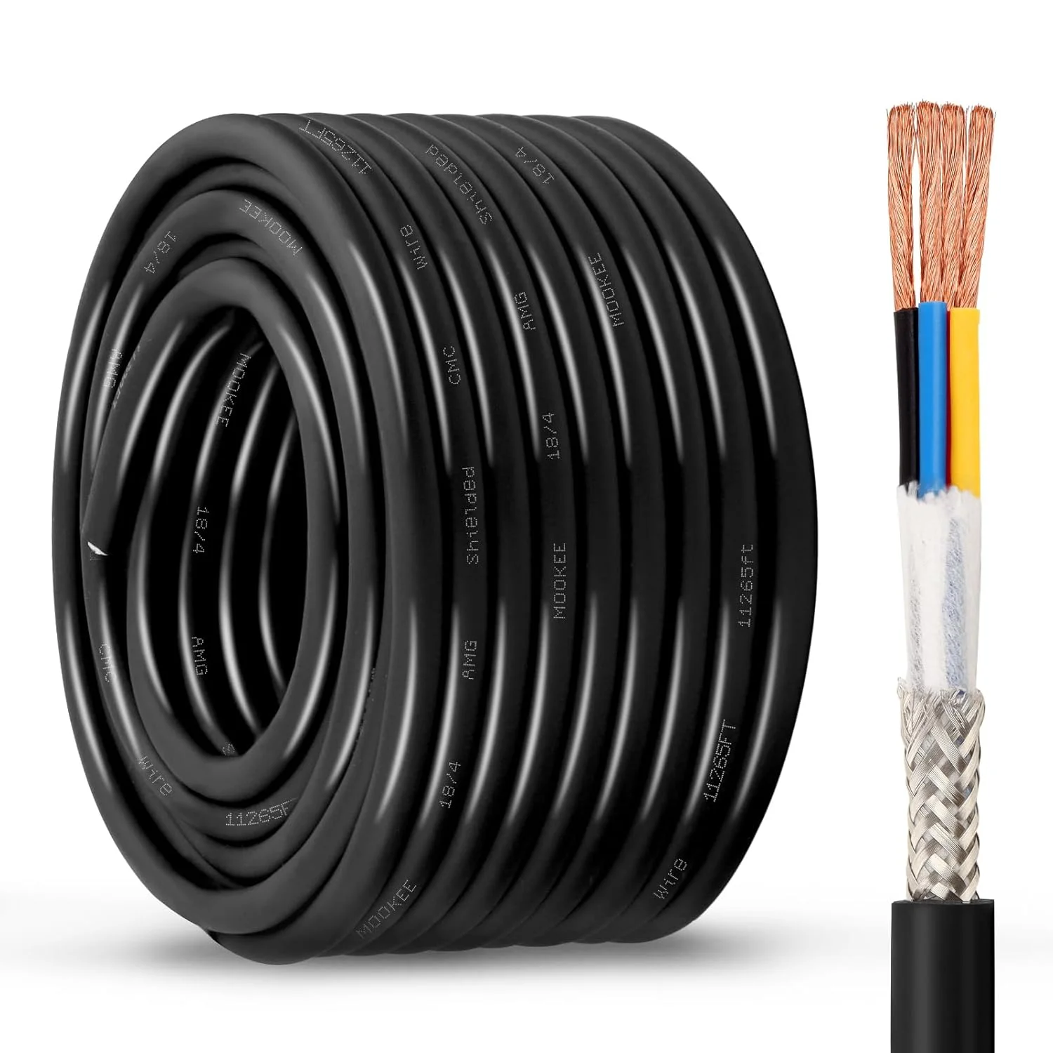 سیم شیلددار 4 رشته ای 18 گیج 15 متری، کابل شیلددار مسی خالص رشته ای 18AWG برای دستگاه CNC Router، اسپیندل CNC VFD، پرینتر سه بعدی، موتور پله ای، ترانسفورماتور و غیره. سیم شیلددار 4 رشته ای 18 گیج 15 متری، کابل شیلددار مسی خالص رشته ای 18AWG برای دستگاه CNC Router، اسپیندل CNC VFD، پرینتر سه بعدی، موتور پله ای، ترانسفورماتور و غیره.