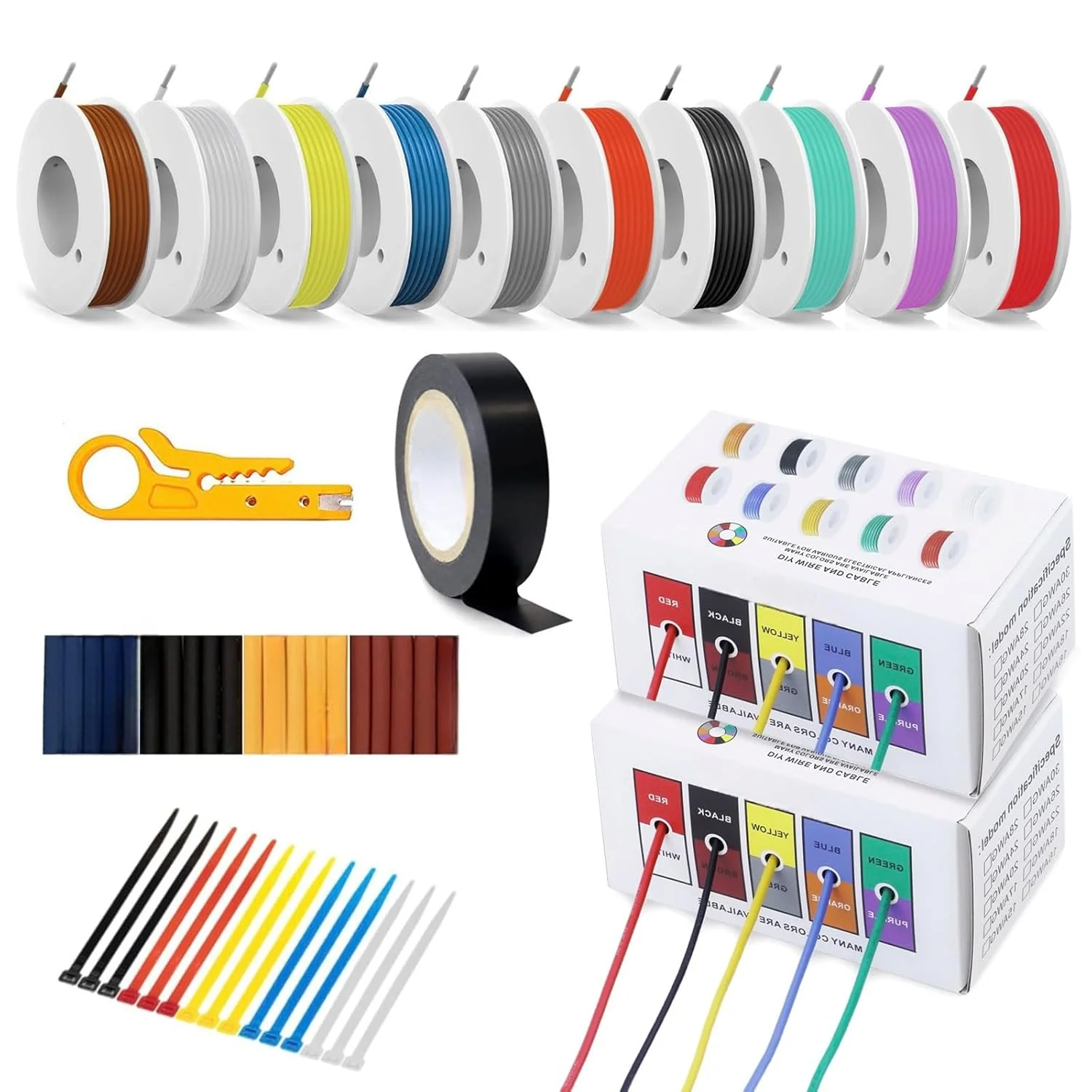 کیت سیم افشان - سیم و کابل برق سیلیکونی 28AWG مقاوم در برابر دمای بالا و پایین 10 رنگ سیم مسی قلع اندود نرم برای DIY، لامپ ها، لوازم خانگی، باتری ها و غیره کیت سیم افشان - سیم و کابل برق سیلیکونی 28AWG مقاوم در برابر دمای بالا و پایین 10 رنگ سیم مسی قلع اندود نرم برای DIY، لامپ ها، لوازم خانگی، باتری ها و غیره