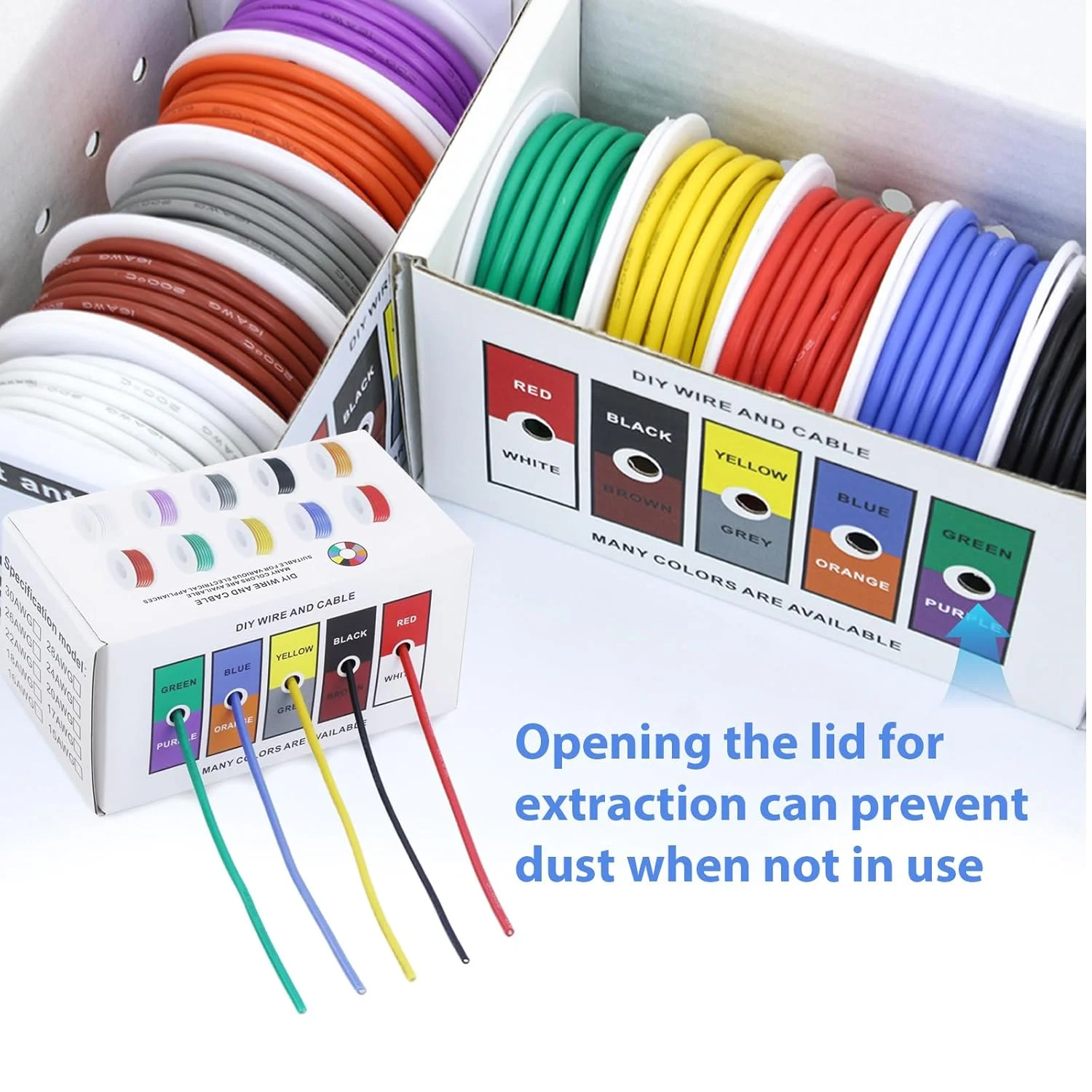 کیت سیم افشان - سیم و کابل برق سیلیکونی 28AWG مقاوم در برابر دمای بالا و پایین 10 رنگ سیم مسی قلع اندود نرم برای DIY، لامپ ها، لوازم خانگی، باتری ها و غیره