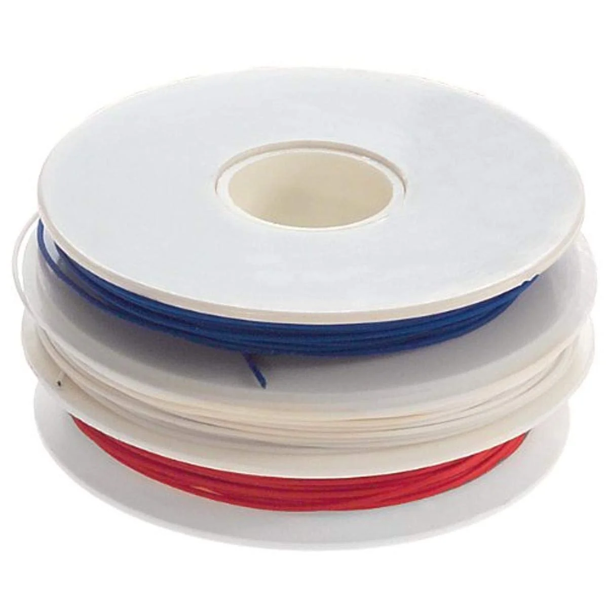 سیم مسی کینار عایق‌بندی شده R-30-TRI قرمز، سفید، آبی، اندازه 30 AWG، طول 15 متر