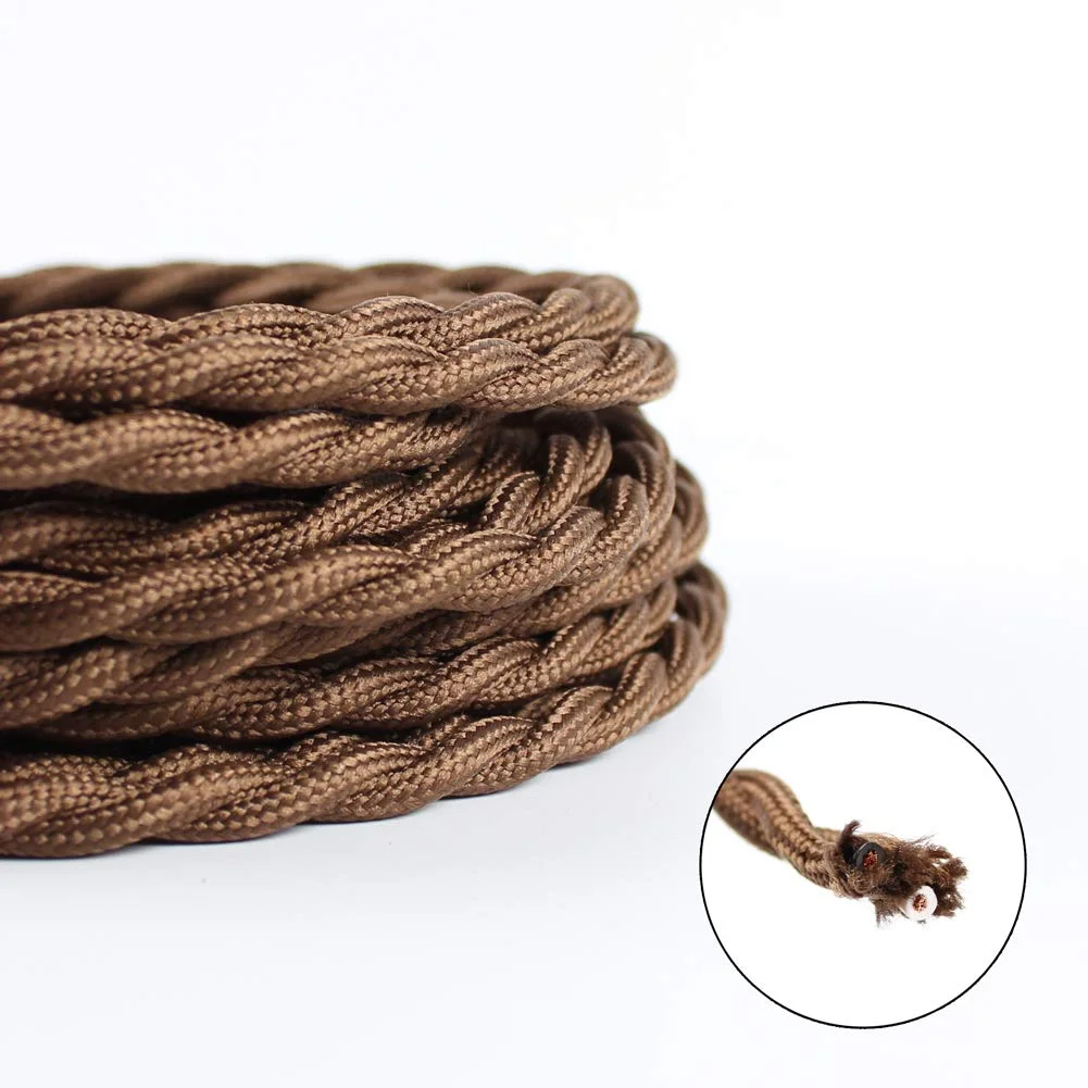 سیم روکش پارچه ای بافته شده 7.5 متری، سیم برق صنعتی 18/2، سبک قدیمی گیج 18 برای لامپ های قدیمی، پروژه های DIY (قهوه ای شکلاتی) سیم روکش پارچه ای بافته شده 7.5 متری، سیم برق صنعتی 18/2، سبک قدیمی گیج 18 برای لامپ های قدیمی، پروژه های DIY (قهوه ای شکلاتی)