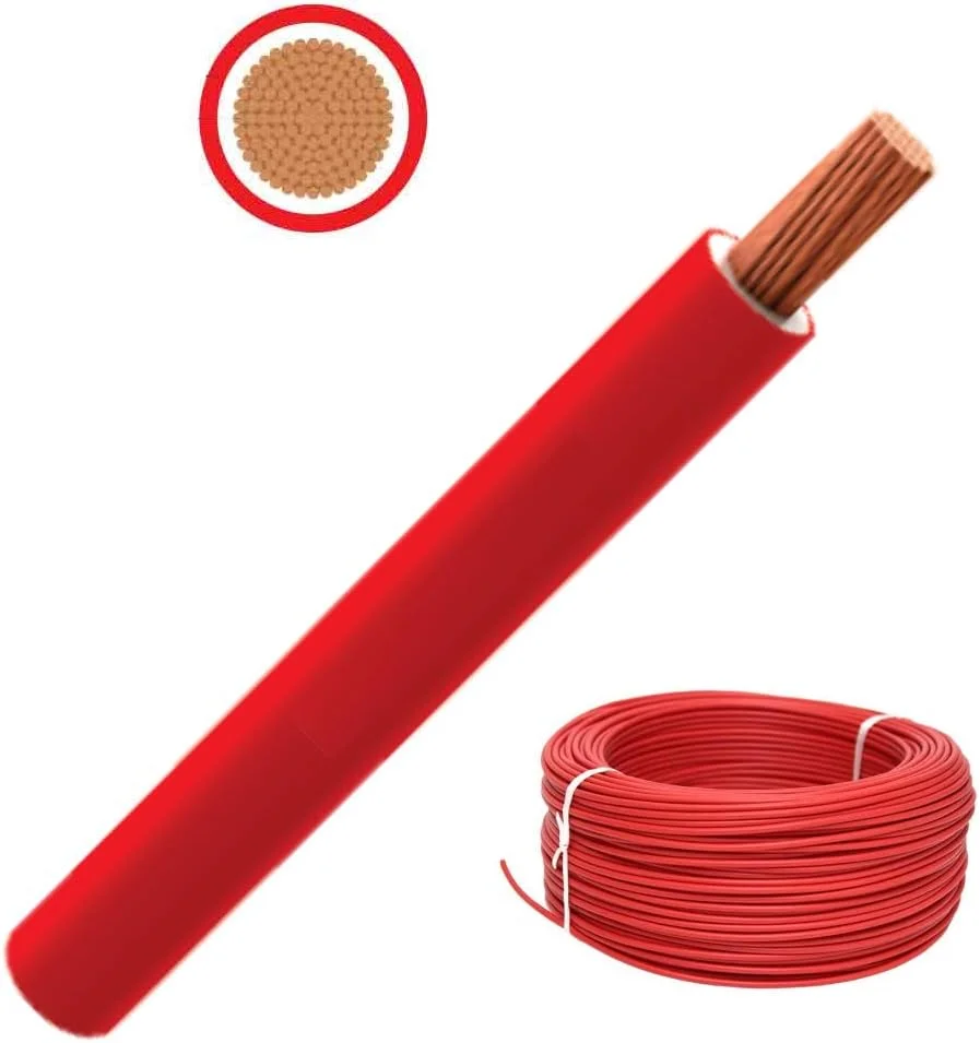 کابل های انعطاف پذیر چند رشته ای مسی خالص RR | هادی الکترولیتی سه ردیفه تا 105 درجه سانتیگراد سیم پنل الکتریکی مقاوم در برابر آتش | مطابق با BS6231 ISO9001 CE رول 100 یاردی (90 متری) (2.5 میلی متر، قرمز)