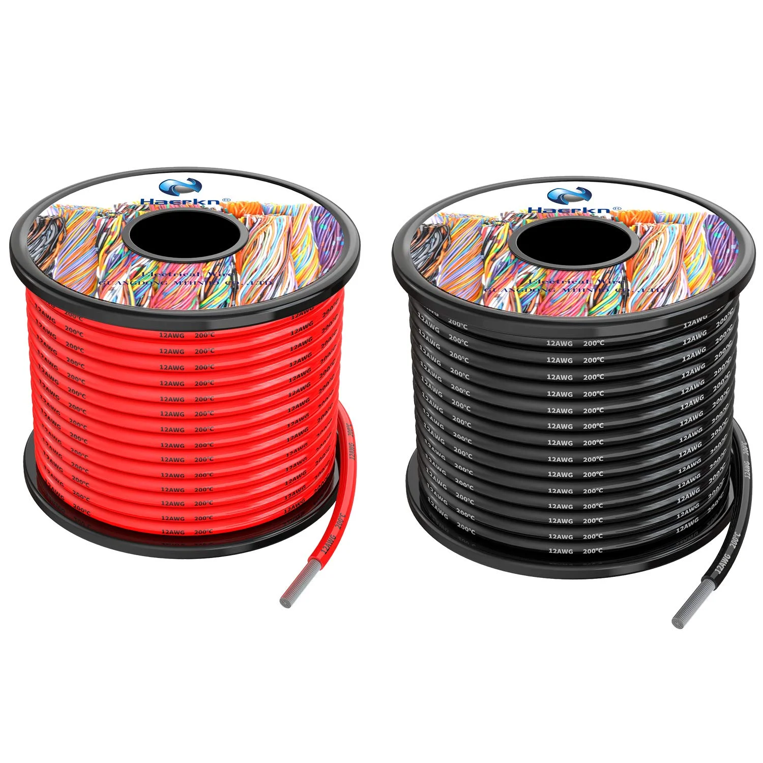 سیم برق سیلیکونی 12 awg 3.3mm² به طول 18 متر [9 متر مشکی و 9 متر قرمز] سیم گیج 12 با دمای بالا 200 درجه سانتیگراد 600 ولت، نرم و انعطاف پذیر، مسی قلع اندود بدون اکسیژن، کابل باتری مدل