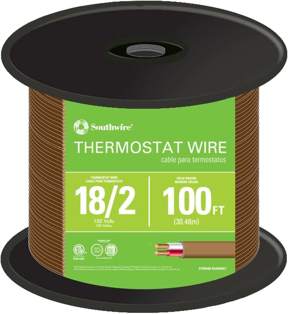 سیم ترموستات 2 رشته ای Southwire 64162122، سیم مسی جامد 18 گیج، کابل مدار قدرت کلاس 2، قهوه ای سیم ترموستات 2 رشته ای Southwire 64162122، سیم مسی جامد 18 گیج، کابل مدار قدرت کلاس 2، قهوه ای