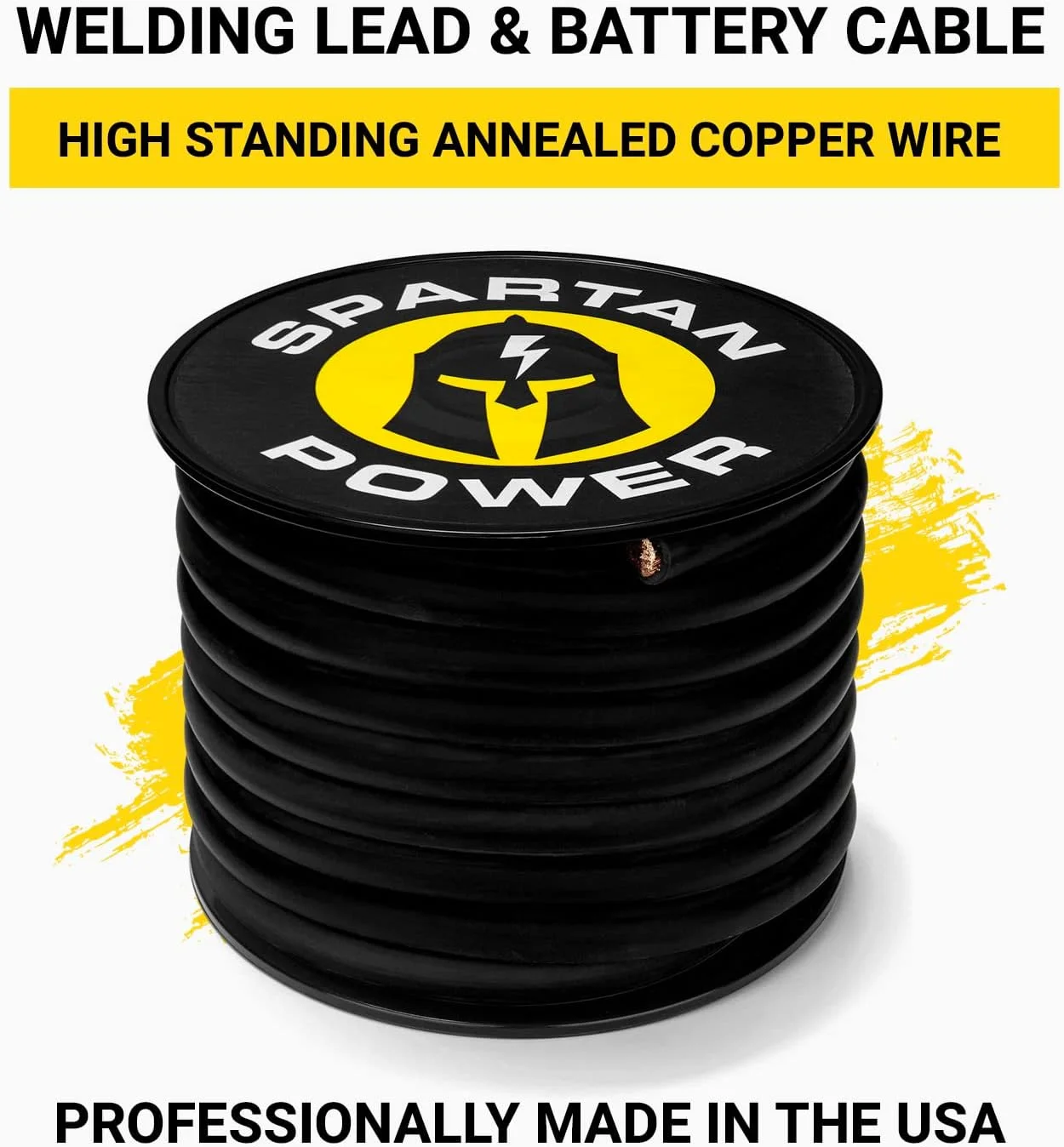 سیم جوشکاری و کابل باتری خودرو Spartan Power - کابل باتری خودرو عمده DIY، کابل باتری درجه یک خودرو ساخت آمریکا - 600 ولت، 6 AWG، 5 فوت، مشکی سیم جوشکاری و کابل باتری خودرو Spartan Power - کابل باتری خودرو عمده DIY، کابل باتری درجه یک خودرو ساخت آمریکا - 600 ولت، 6 AWG، 5 فوت، مشکی