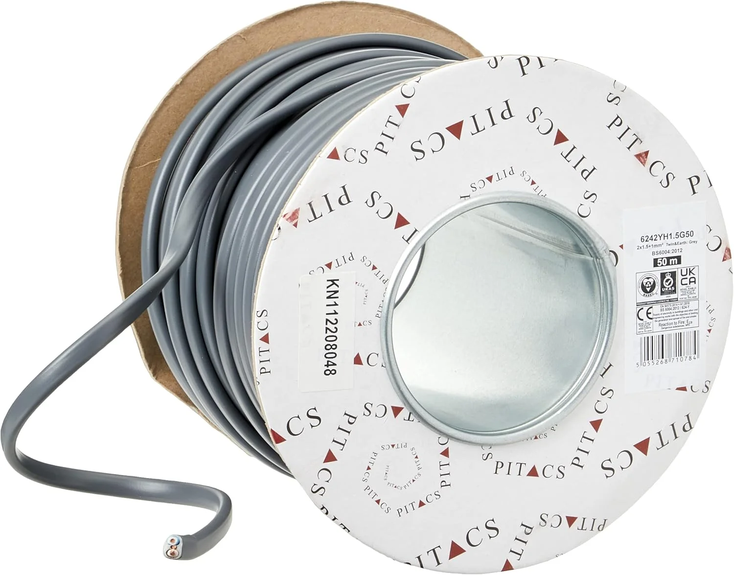 کابل برق دو رشته و ارت به طول ۱.۵ متر، ۵۰ متر، ۱.۵ میلی متر برای سیم کشی روشنایی، آبی، خاکستری، قهوه ای