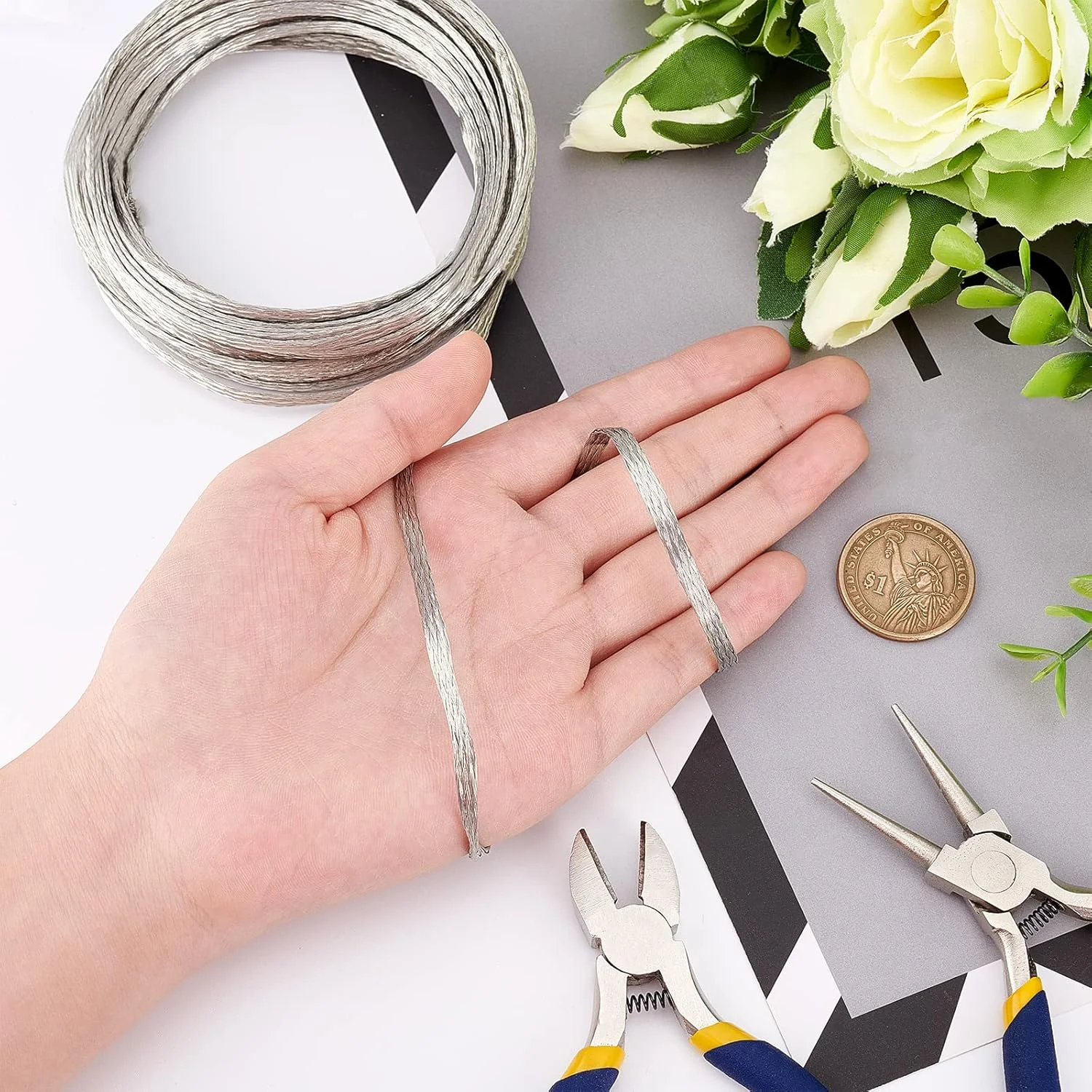 سیم مسی قلع اندود بافته شده BENECREAT، 8 متر، 3 میلی متر، تخت، سیم اتصال زمین انعطاف پذیر برای اتصال به زمین و کاهش تداخل الکترومغناطیسی، ضخامت 0.8 میلی متر