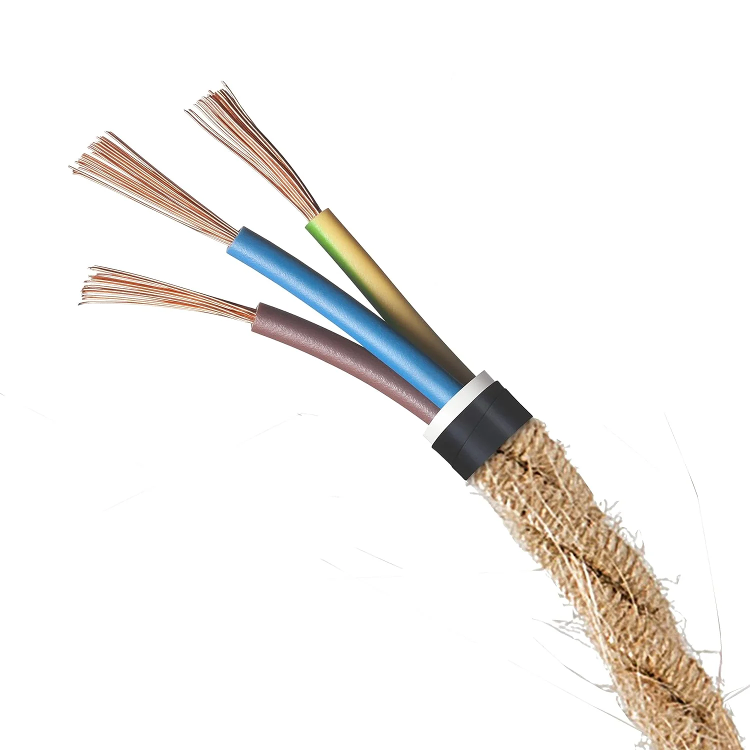 کابل کنفی بافته شده 20 متری Amarcords، سیم روکش دار پارچه ای رنگی برای لوستر و آباژور، 3 در 0.75 میلی متر