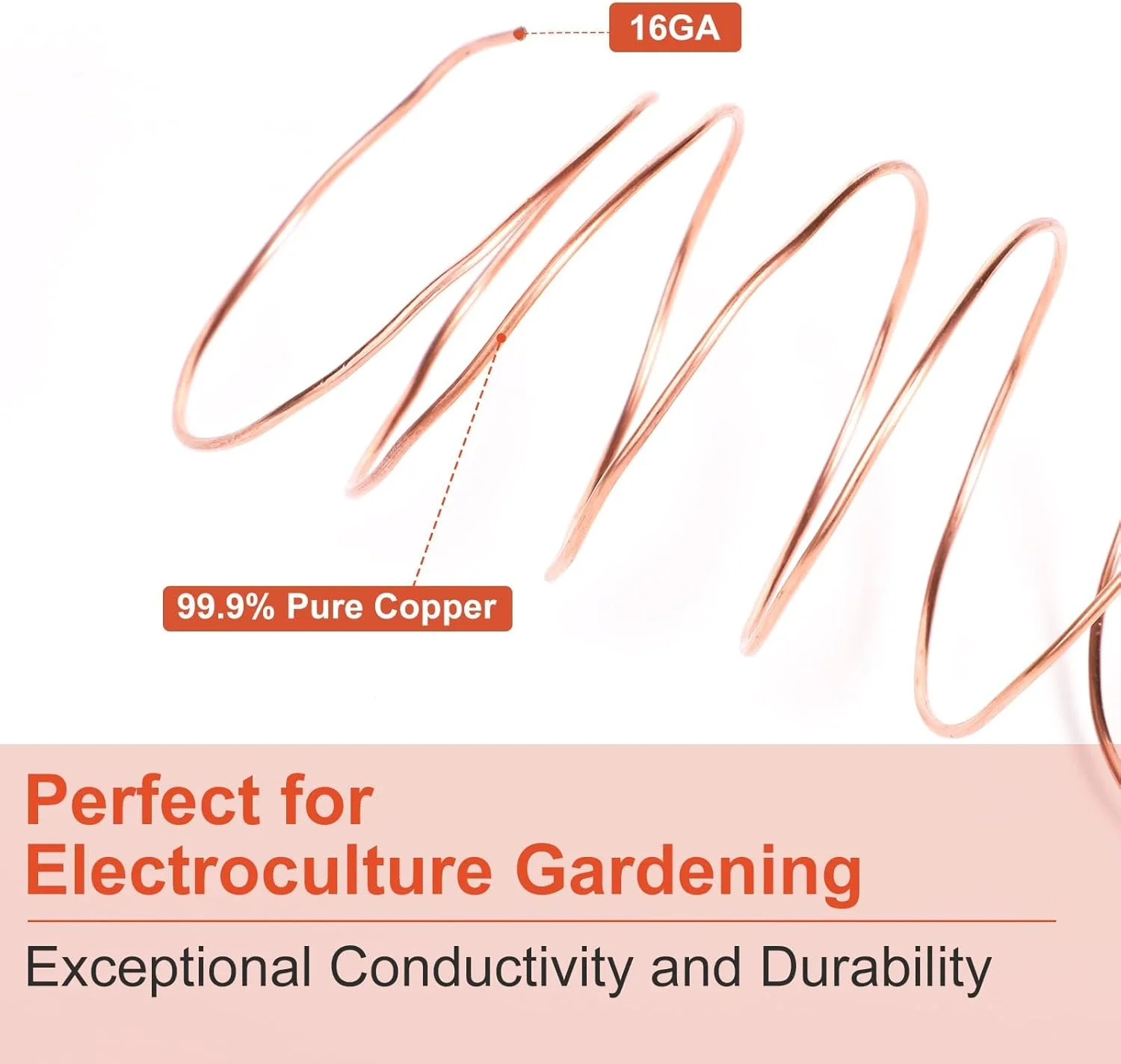 سیم مسی باغبانی بوکلا، 20 متر سیم مسی خالص گیج 16، مس نرم 99.9% برای رشد گیاهان و سبزیجات