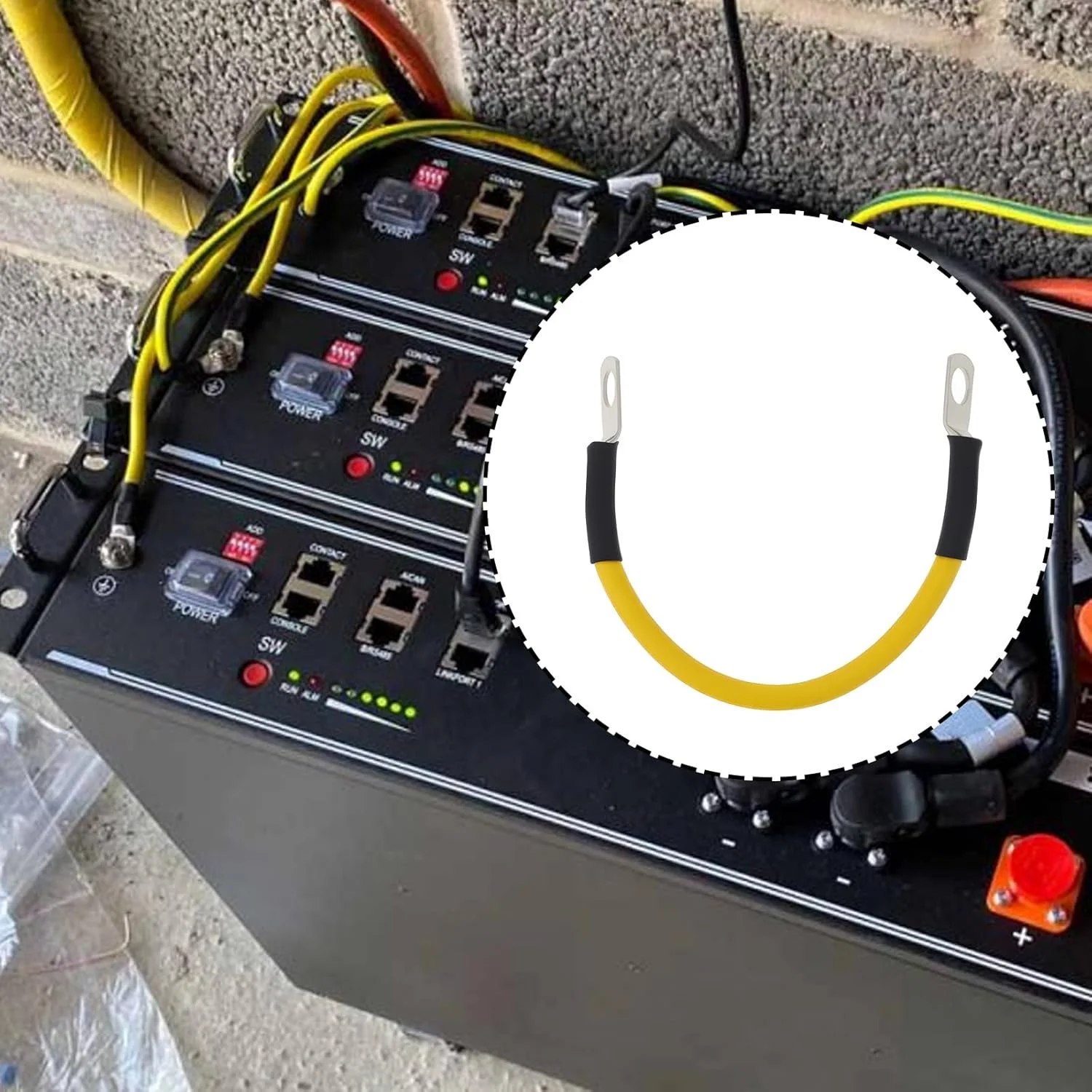 دو عدد کابل اتصال زمین M6 با سیم 10AWG به طول 150 میلی‌متر، سازگار با باتری‌های Pylontech US2000 و US3000