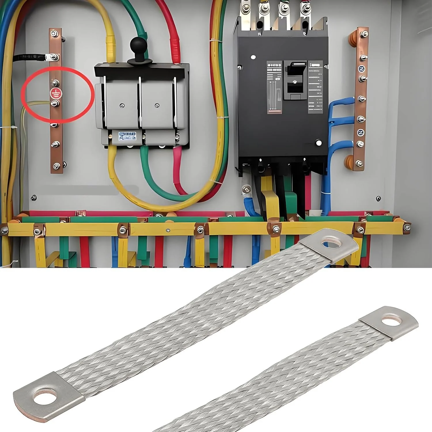 بسته 2 عددی سیم مسی بافته شده اتصال زمین ECSiNG، 150x20 میلی متر، مناسب برای موتور، مهندسی برق، HiFi