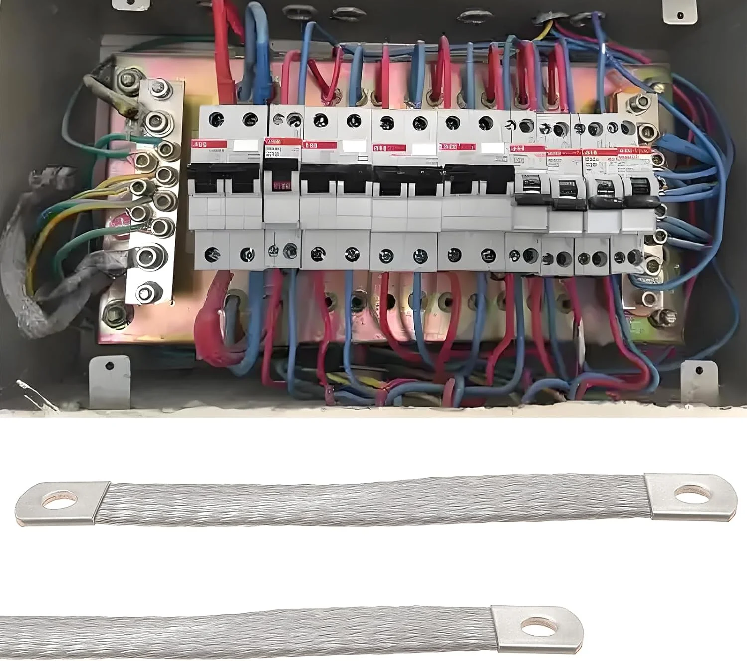 بسته 2 عددی سیم مسی بافته شده اتصال زمین ECSiNG، 150x20 میلی متر، مناسب برای موتور، مهندسی برق، HiFi