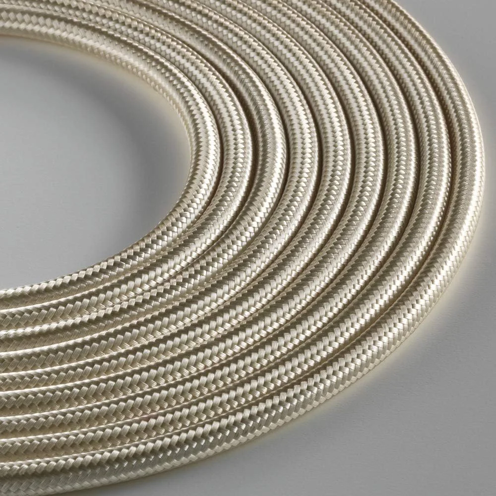 کابل پارچه ای گرد لایت Klartext برای روشنایی، 3 × 0.75 میلی متر، عاجی، 5 متر. توجه: شامل کابل ارت!